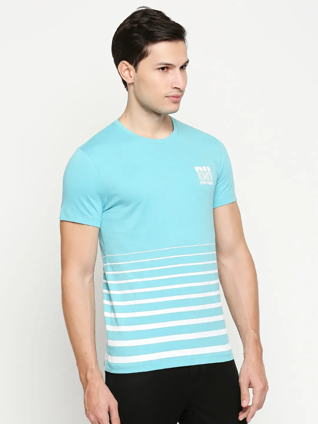 Blue Regular Fit Men's Short Sleeves T-Shirt by Being Human Clothing - Image 3