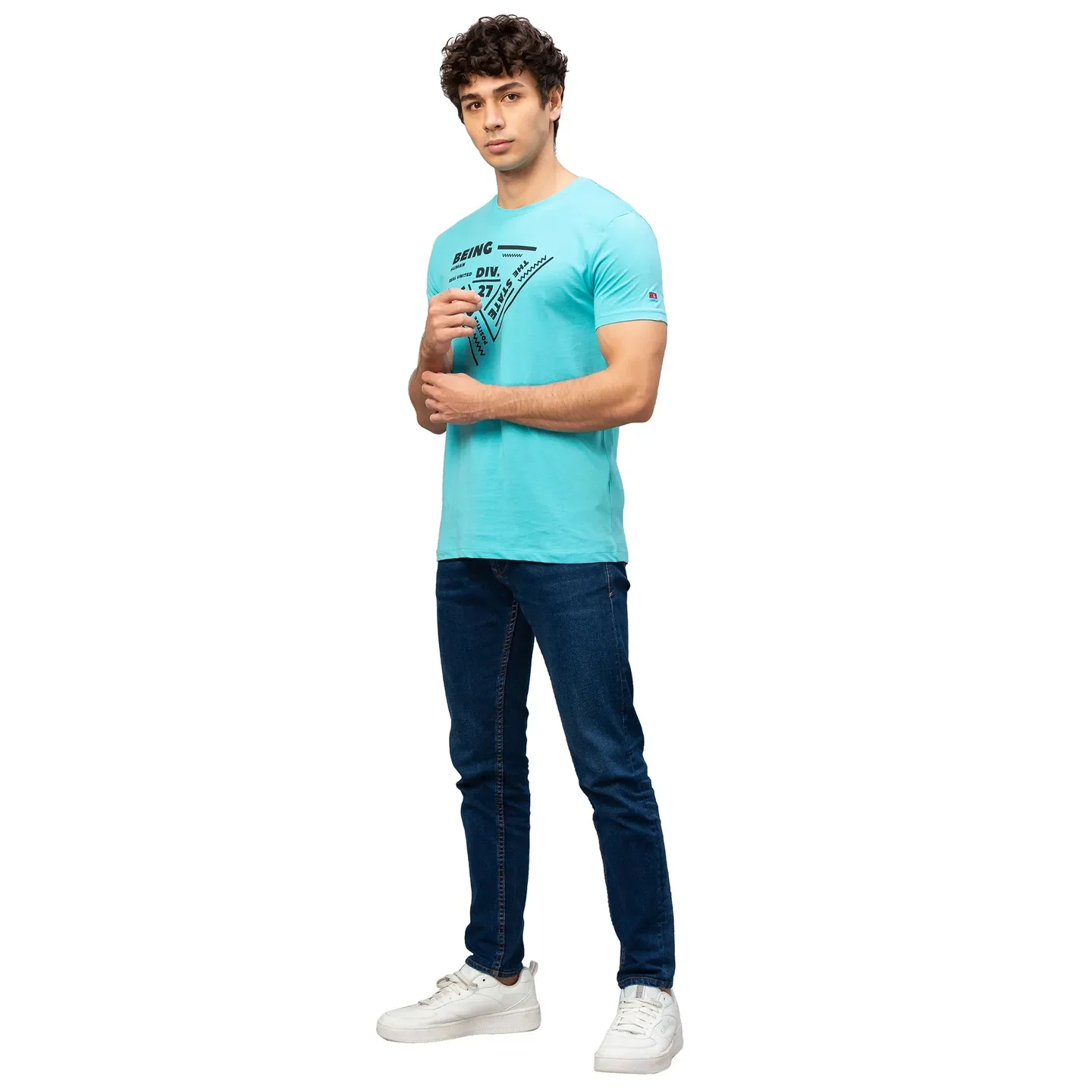 Blue Regular Fit Men's Short Sleeves T-Shirt by Being Human Clothing - Image 2