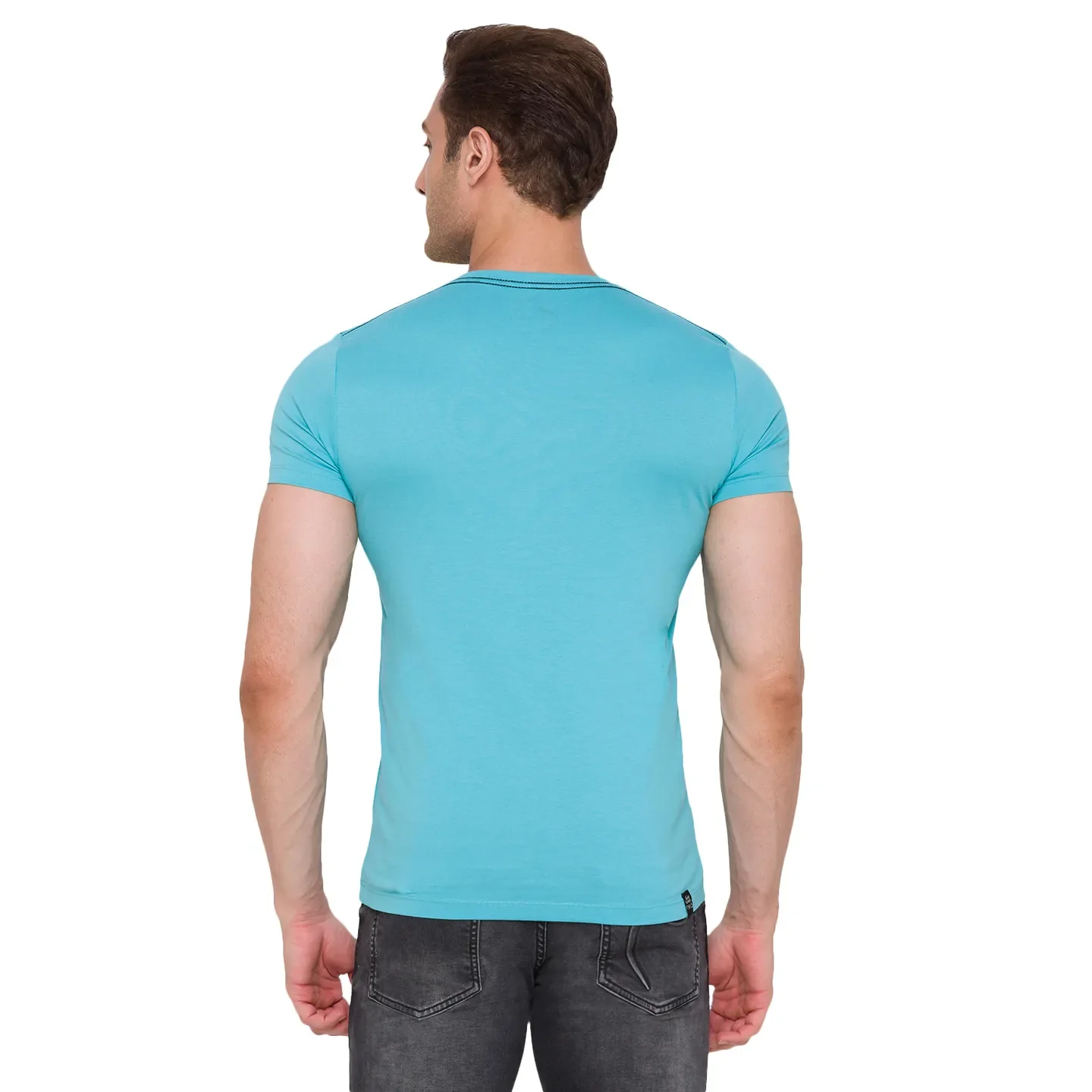 Blue Regular Fit Men's Short Sleeves T-Shirt by Being Human Clothing - Image 3