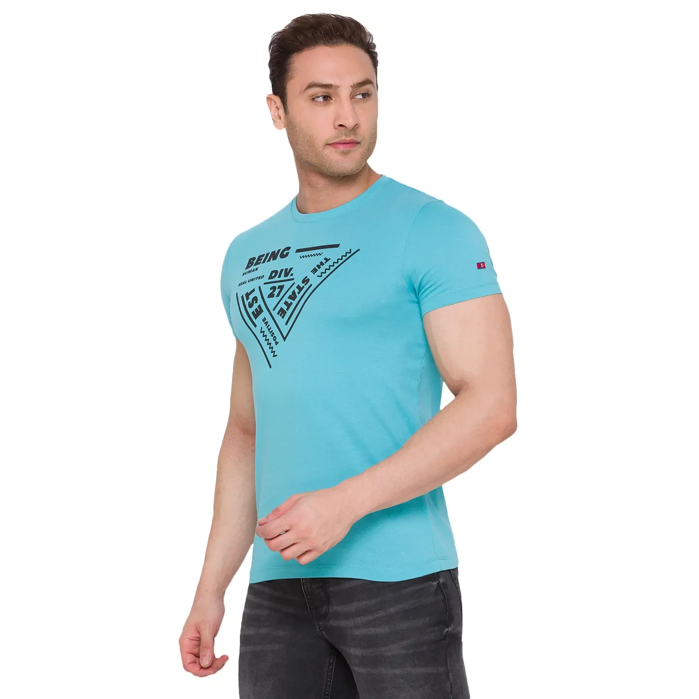 Blue Regular Fit Men's Short Sleeves T-Shirt by Being Human Clothing - Image 4