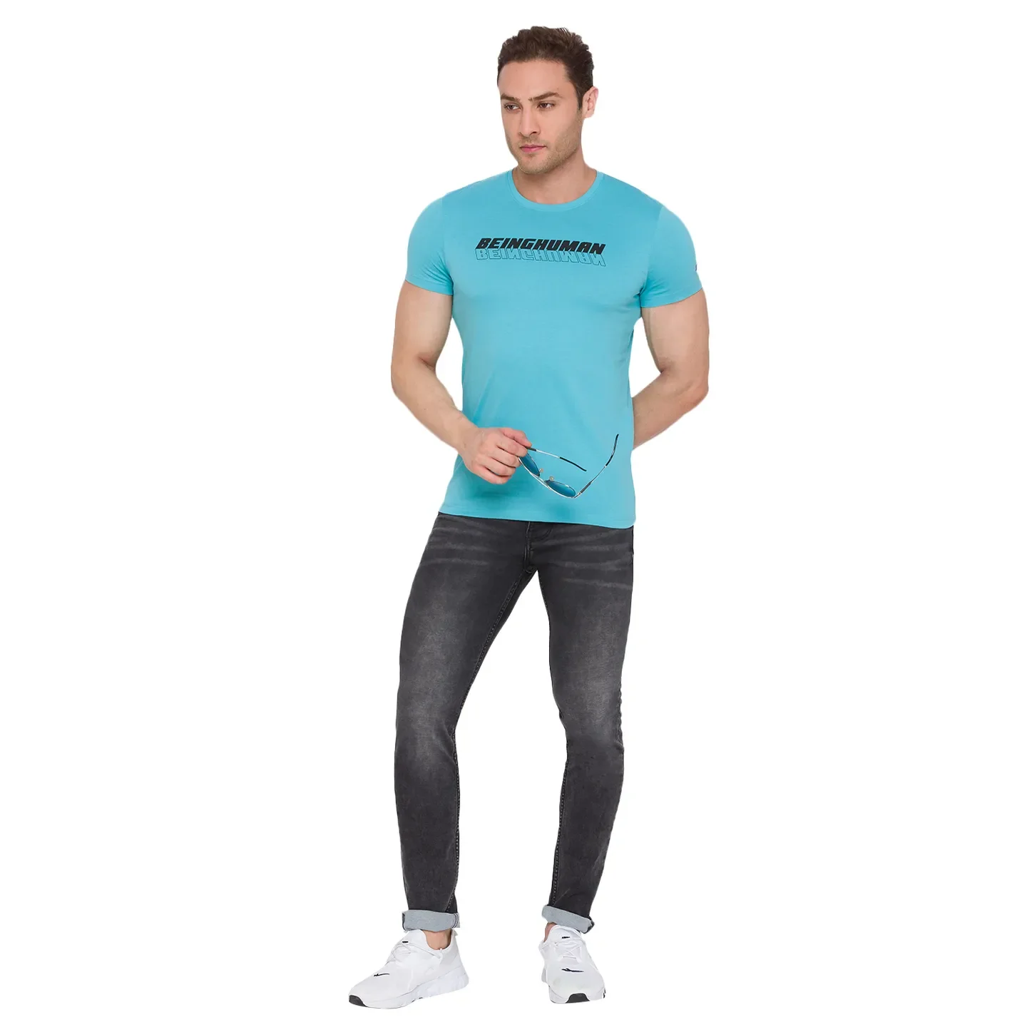 Blue Regular Fit Men's Short Sleeves T-Shirt by Being Human Clothing - Image 2