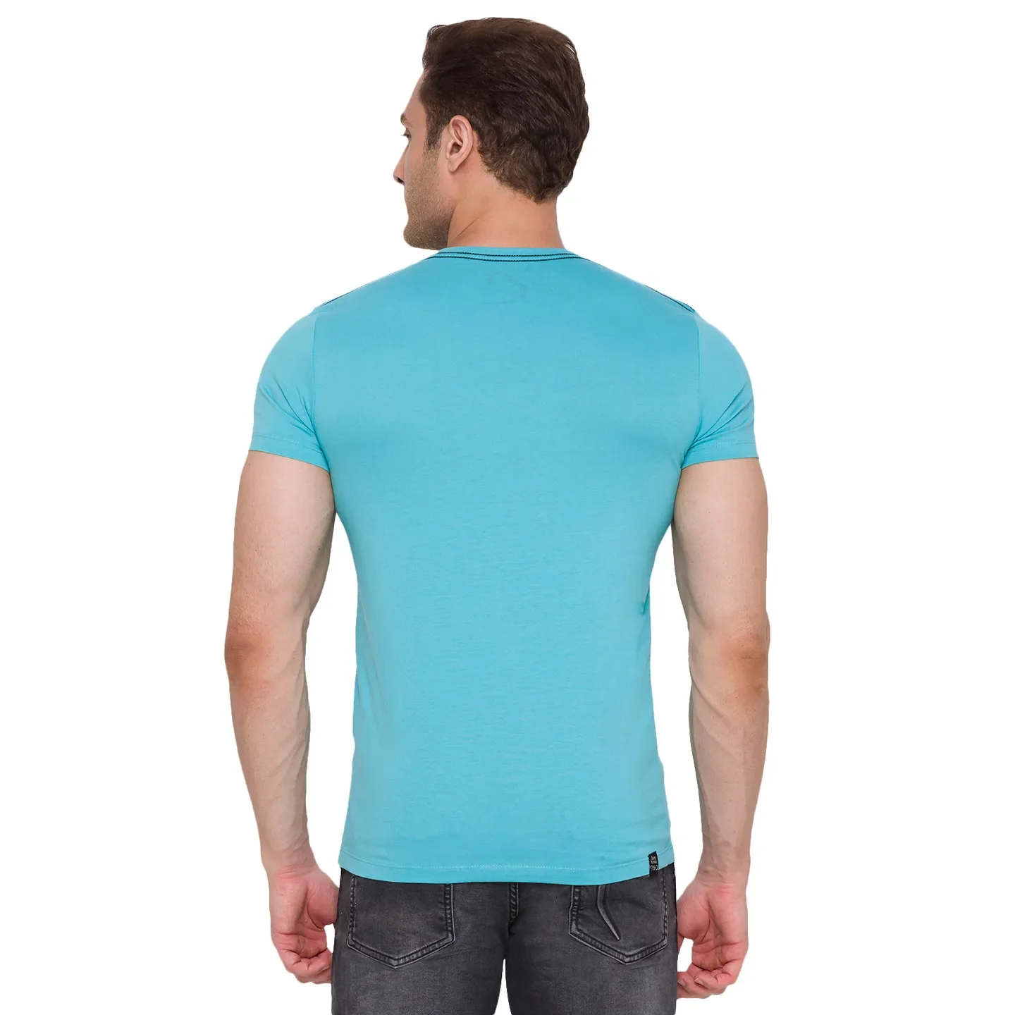 Blue Regular Fit Men's Short Sleeves T-Shirt by Being Human Clothing - Image 3