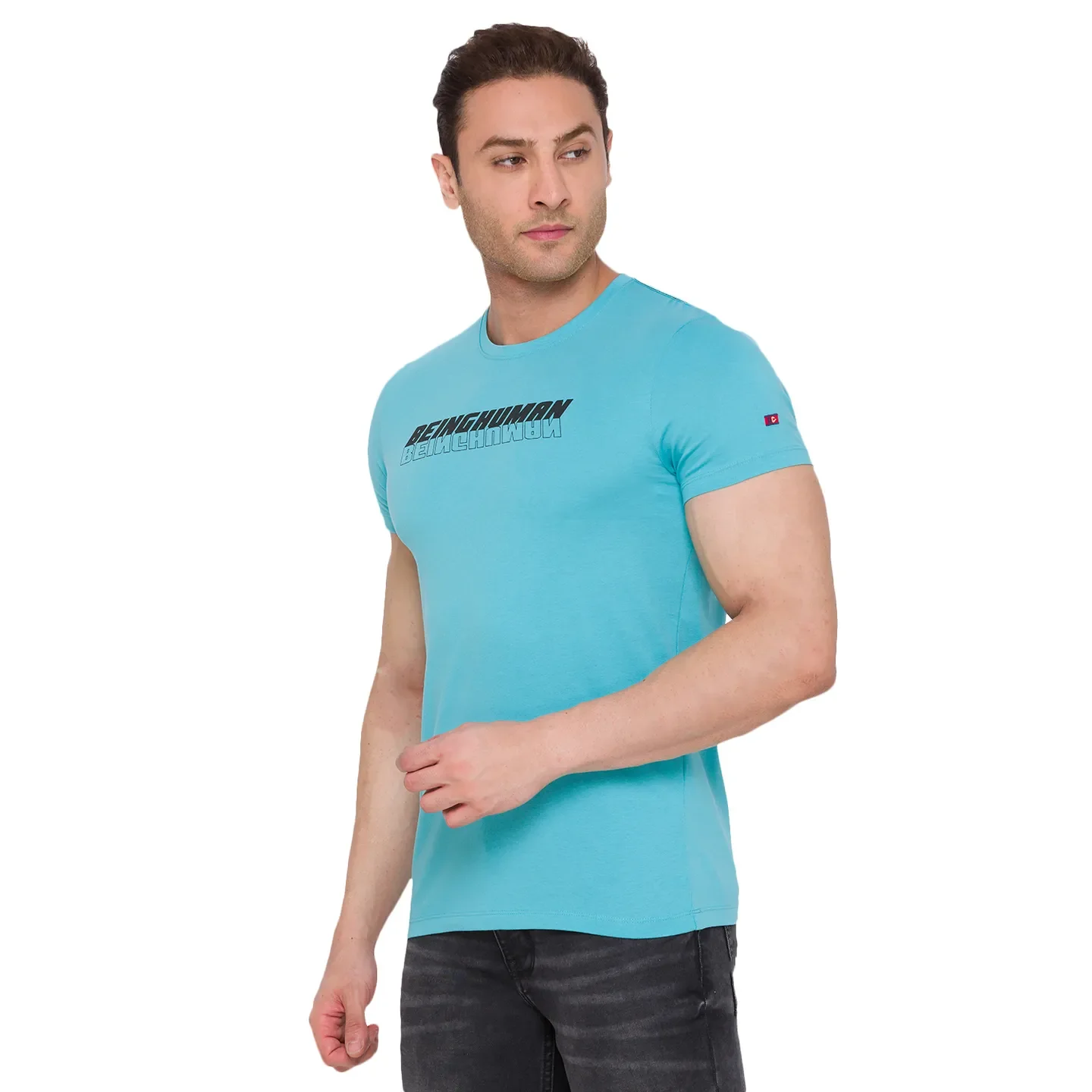 Blue Regular Fit Men's Short Sleeves T-Shirt by Being Human Clothing - Image 4