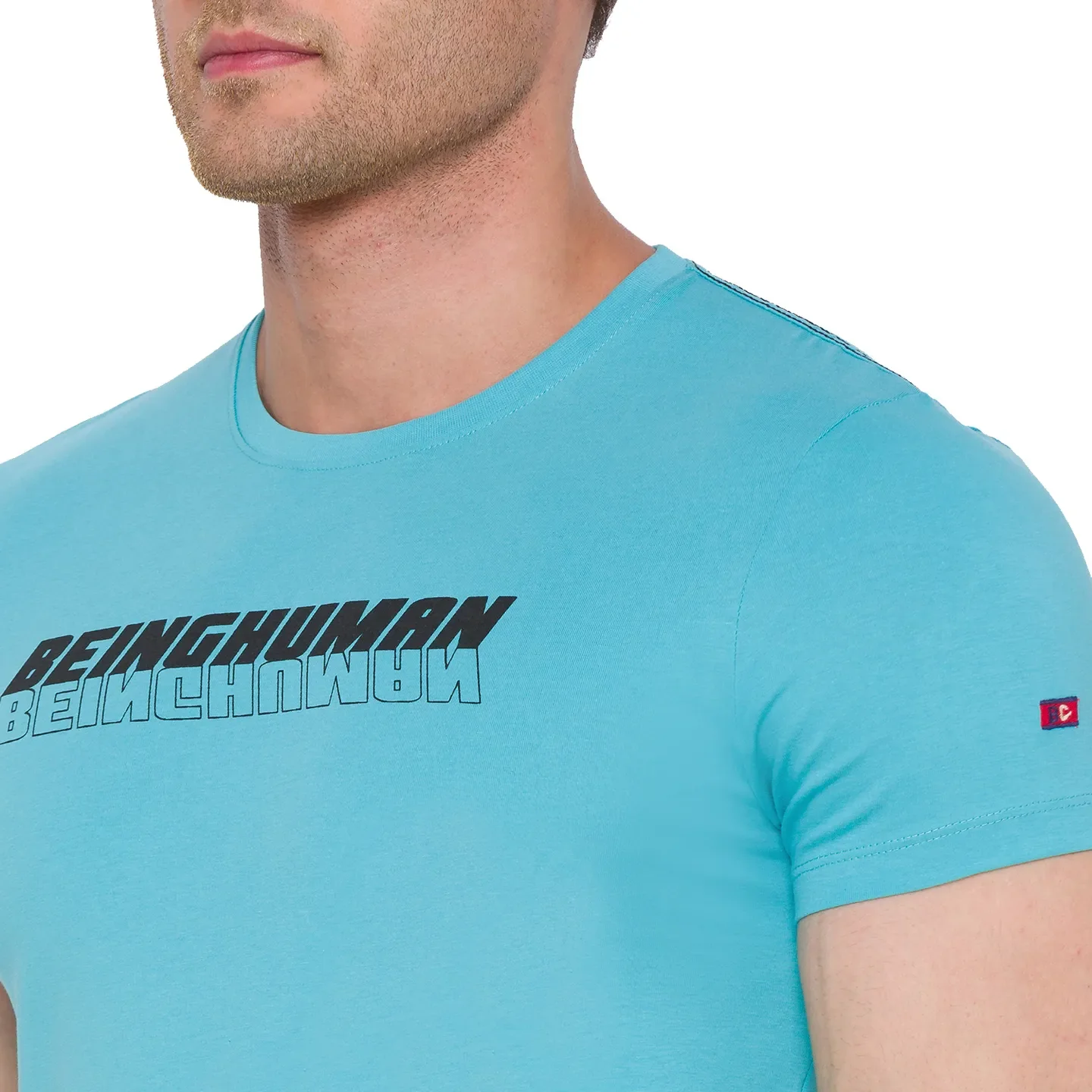 Blue Regular Fit Men's Short Sleeves T-Shirt by Being Human Clothing - Image 5