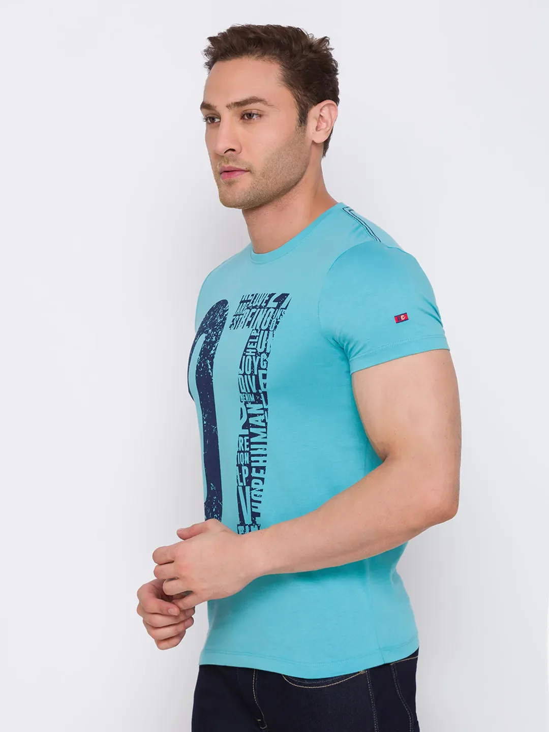 Blue Regular Fit Men's Short Sleeves T-Shirt by Being Human Clothing - Image 2