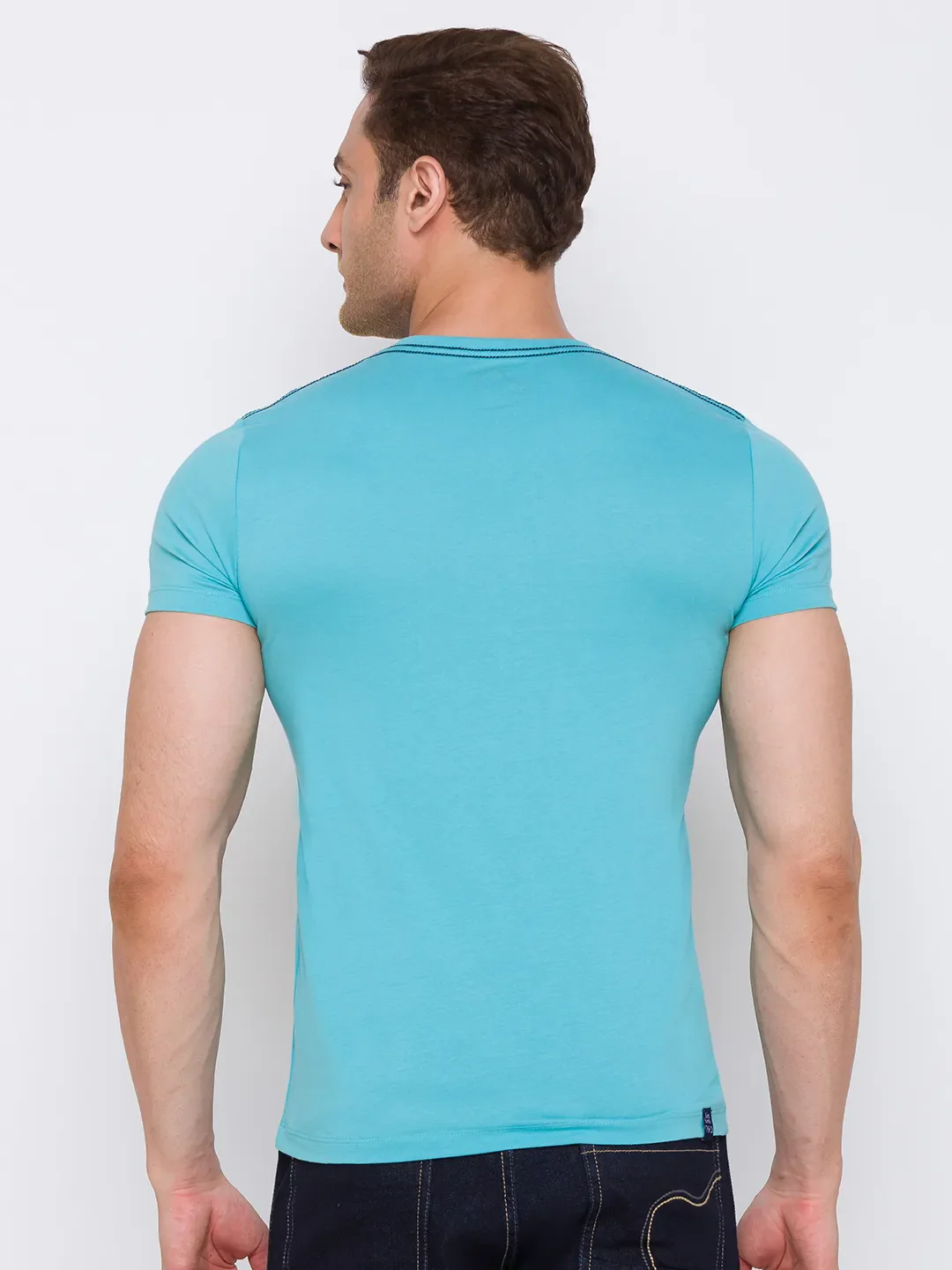 Blue Regular Fit Men's Short Sleeves T-Shirt by Being Human Clothing - Image 3