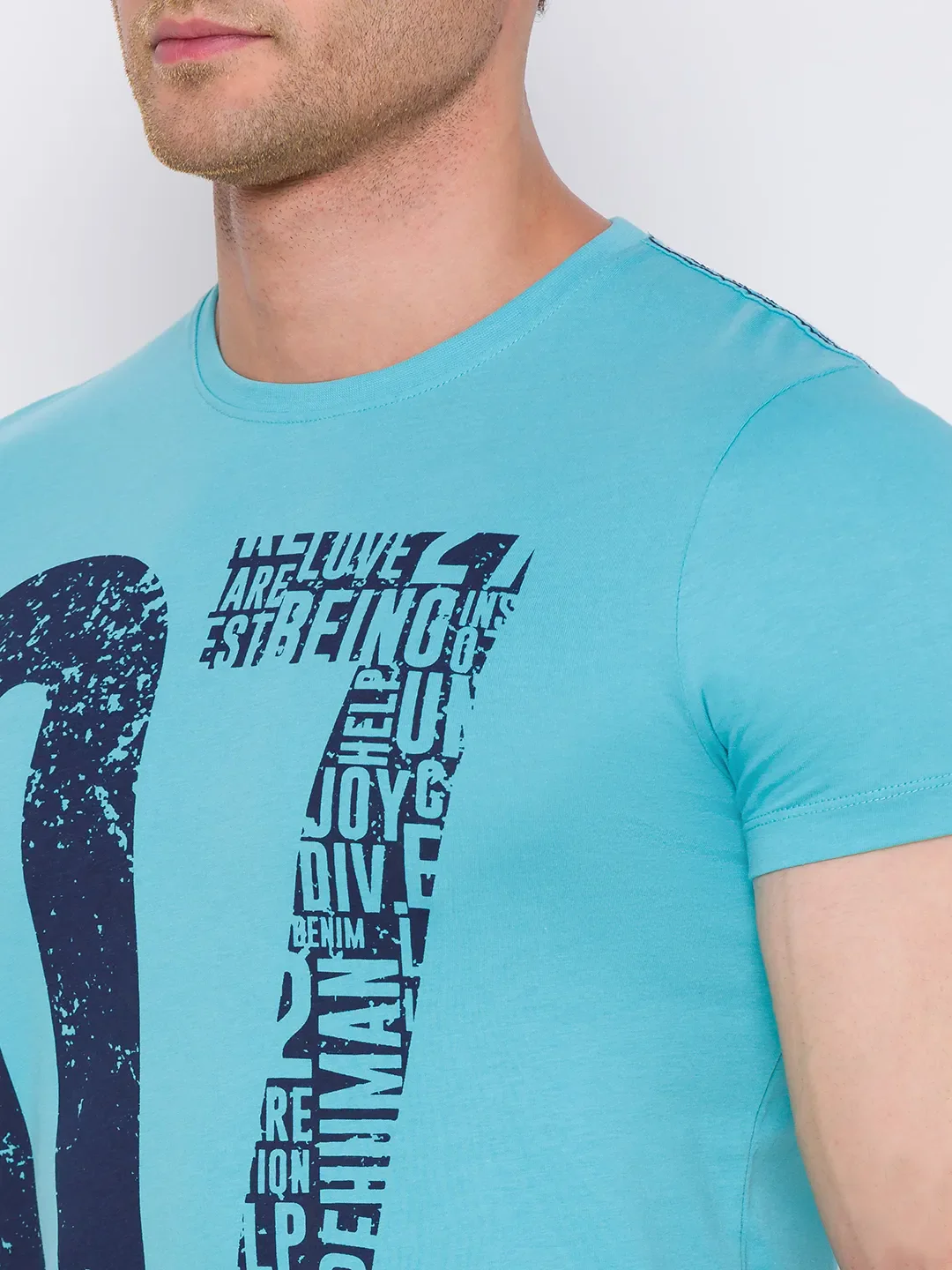 Blue Regular Fit Men's Short Sleeves T-Shirt by Being Human Clothing - Image 4