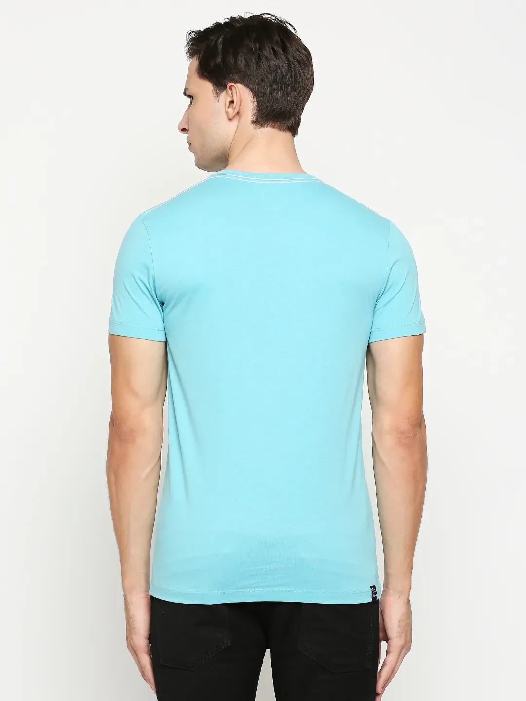 Blue Regular Fit Men's Short Sleeves T-Shirt by Being Human Clothing - Image 4