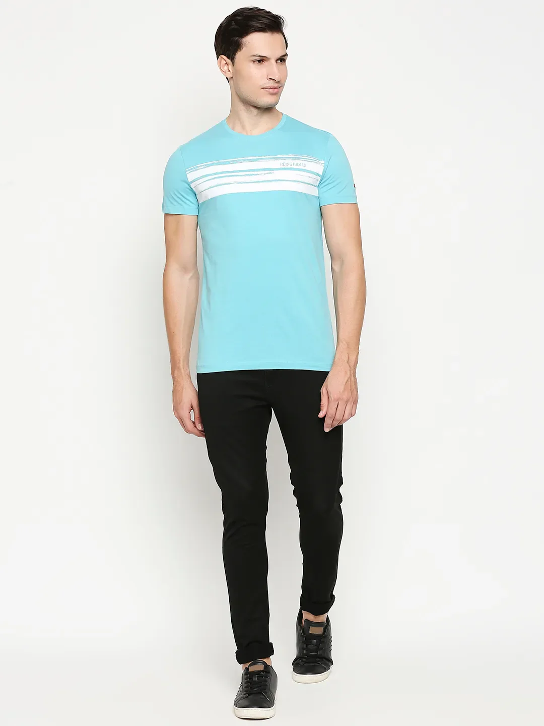 Blue Regular Fit Men's Short Sleeves T-Shirt by Being Human Clothing - Image 6