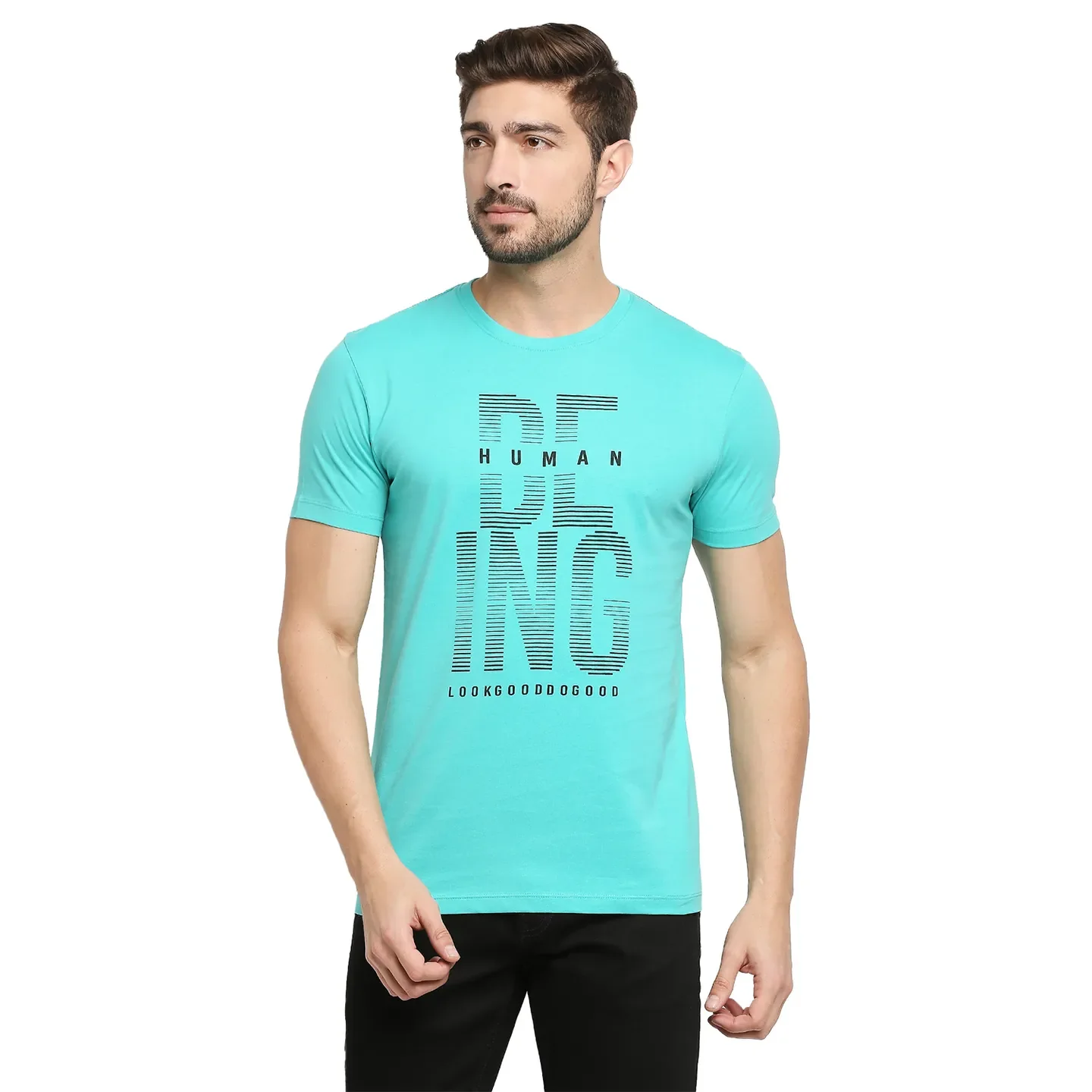 Blue Regular Fit Men's Short Sleeves T-Shirt by Being Human Clothing