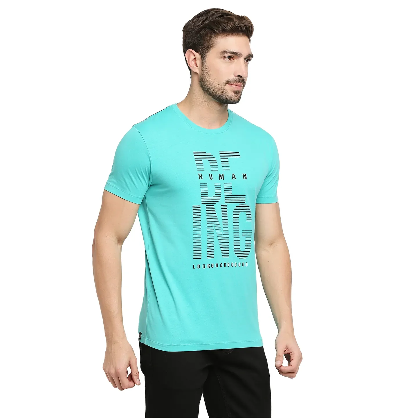 Blue Regular Fit Men's Short Sleeves T-Shirt by Being Human Clothing - Image 3