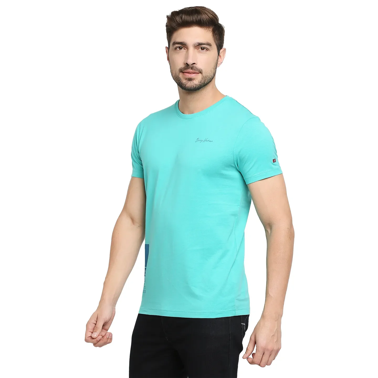 Blue Regular Fit Men's Short Sleeves T-Shirt by Being Human Clothing - Image 2