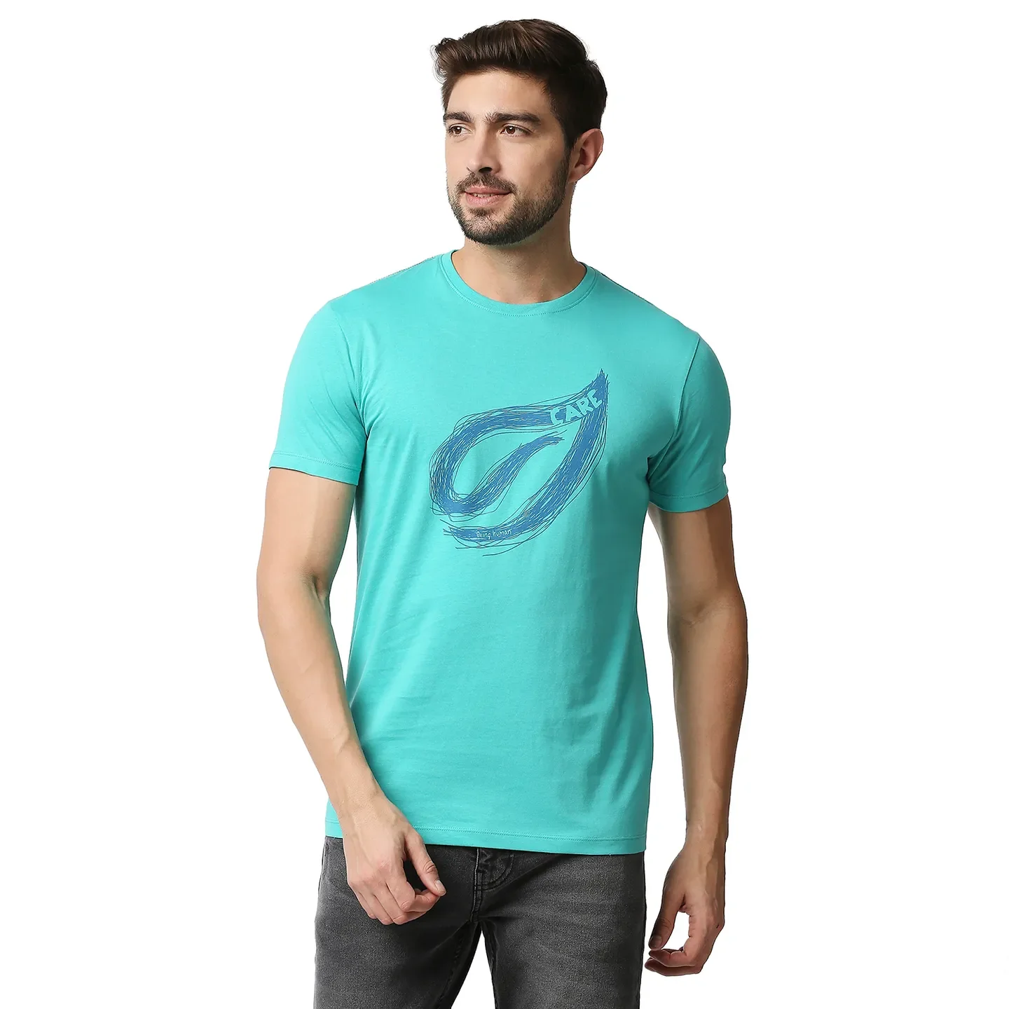Blue Regular Fit Men's Short Sleeves T-Shirt by Being Human Clothing