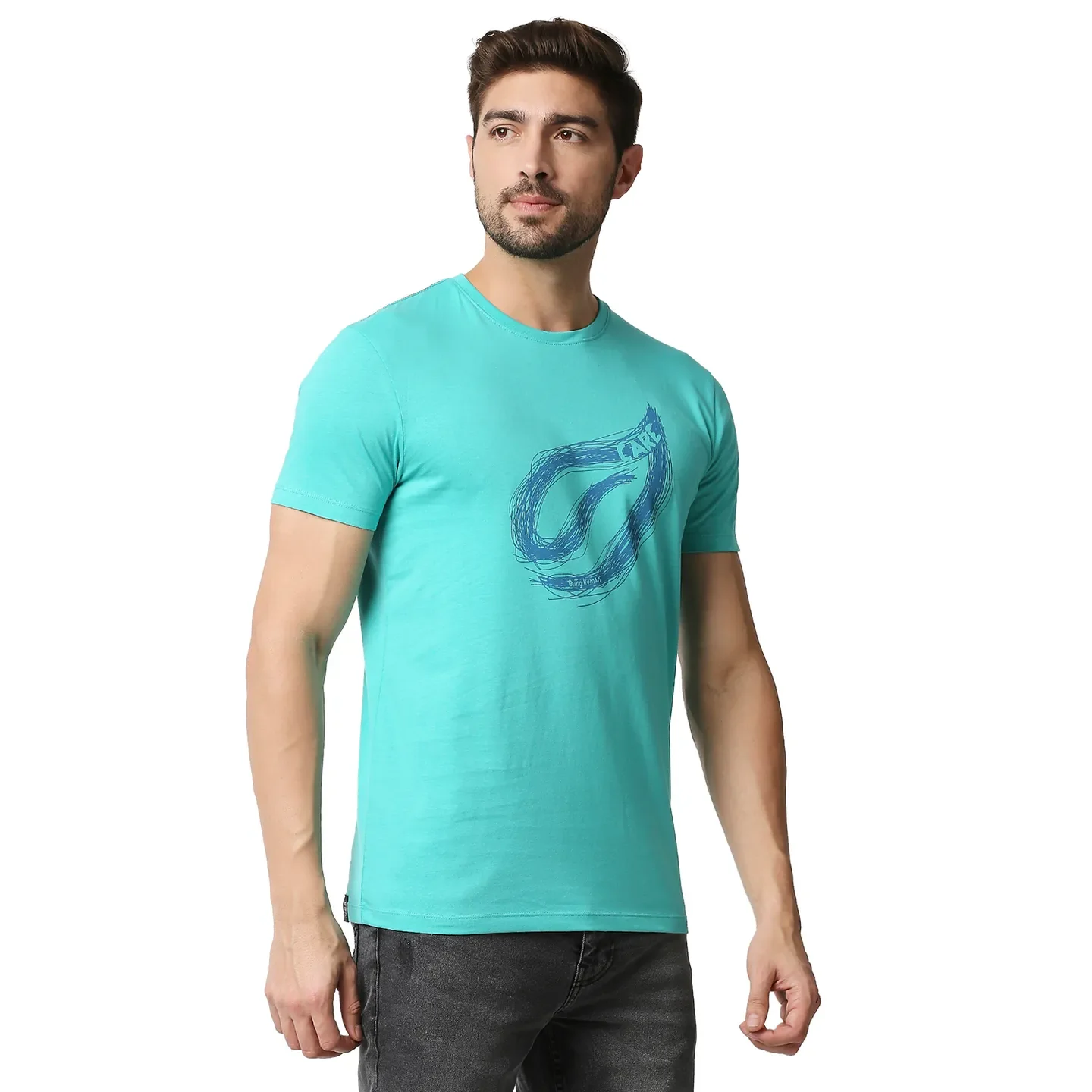 Blue Regular Fit Men's Short Sleeves T-Shirt by Being Human Clothing - Image 3