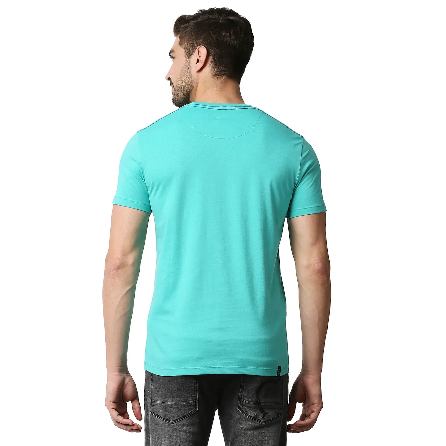 Blue Regular Fit Men's Short Sleeves T-Shirt by Being Human Clothing - Image 4