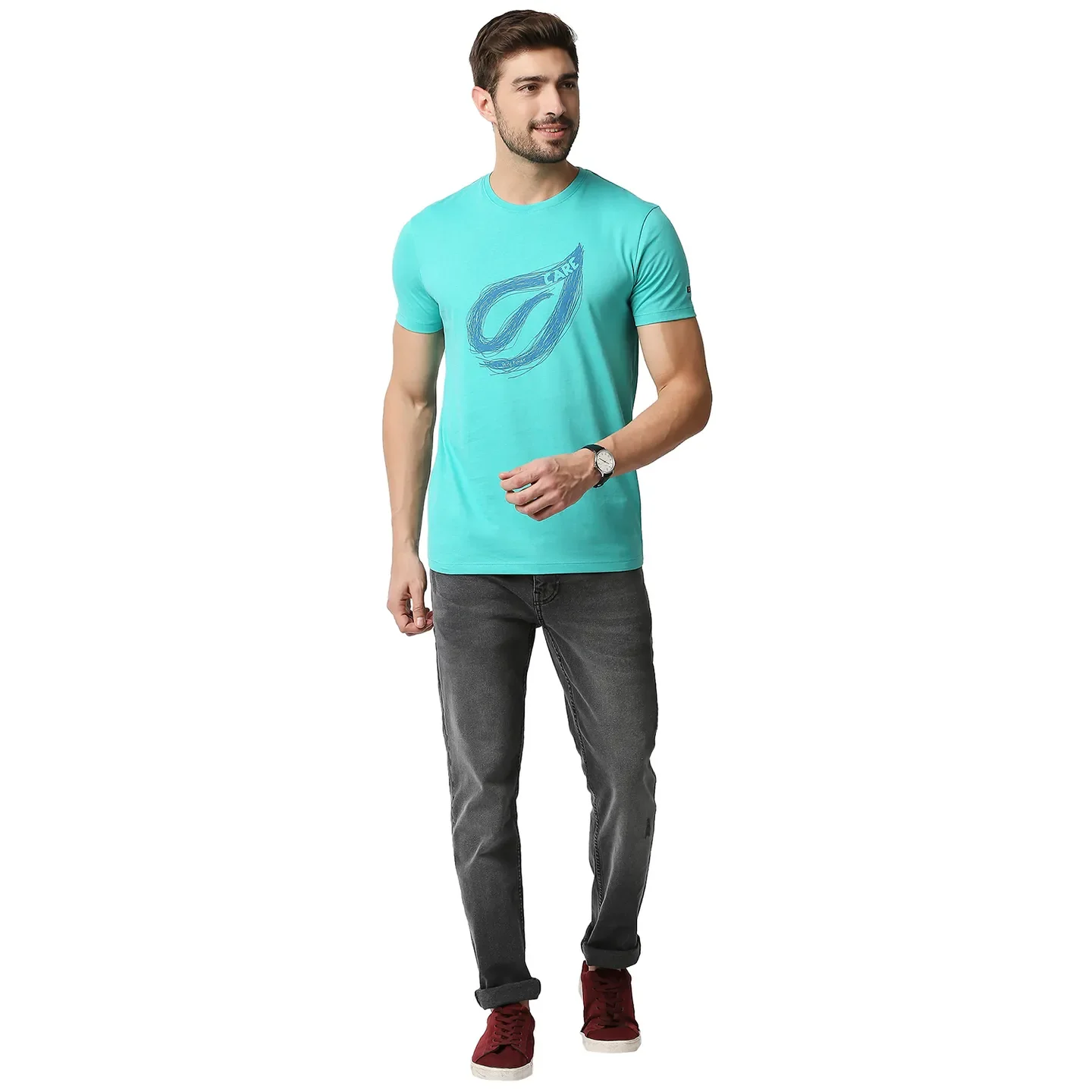 Blue Regular Fit Men's Short Sleeves T-Shirt by Being Human Clothing - Image 6