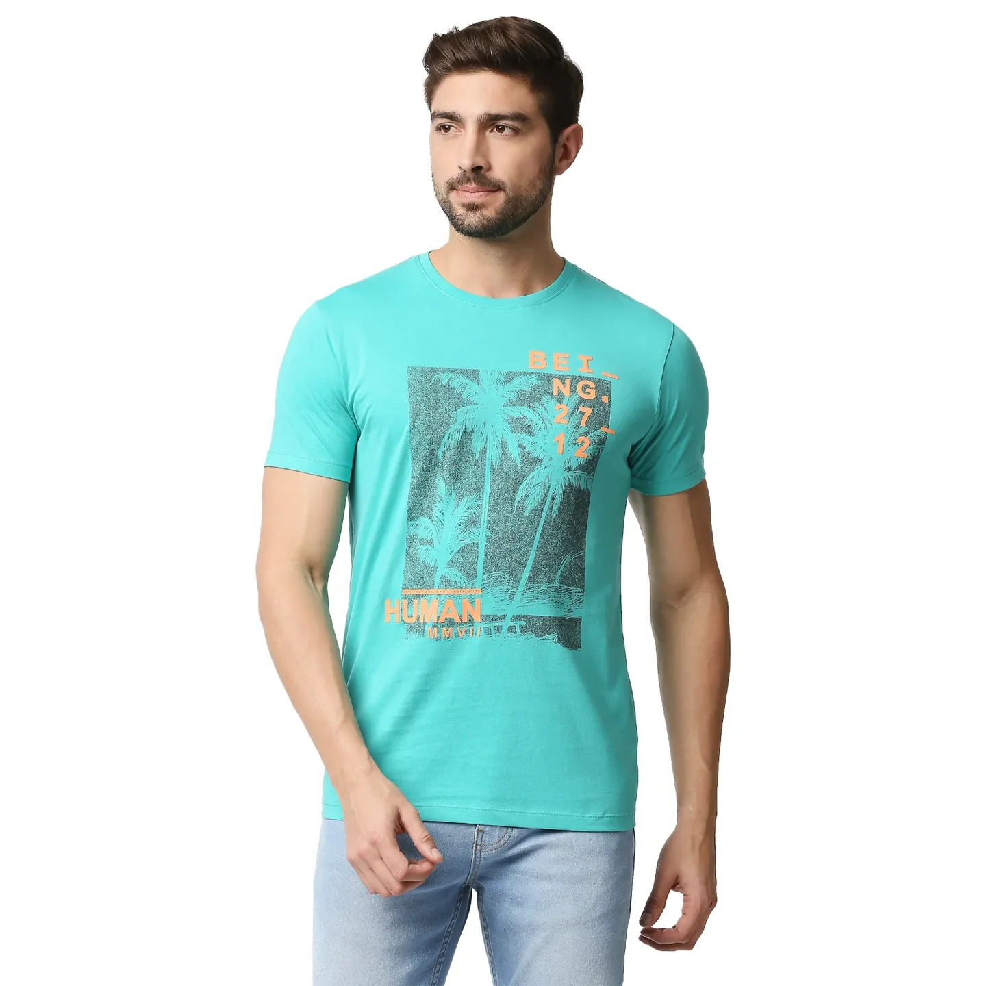Blue Regular Fit Men's Short Sleeves T-Shirt by Being Human Clothing