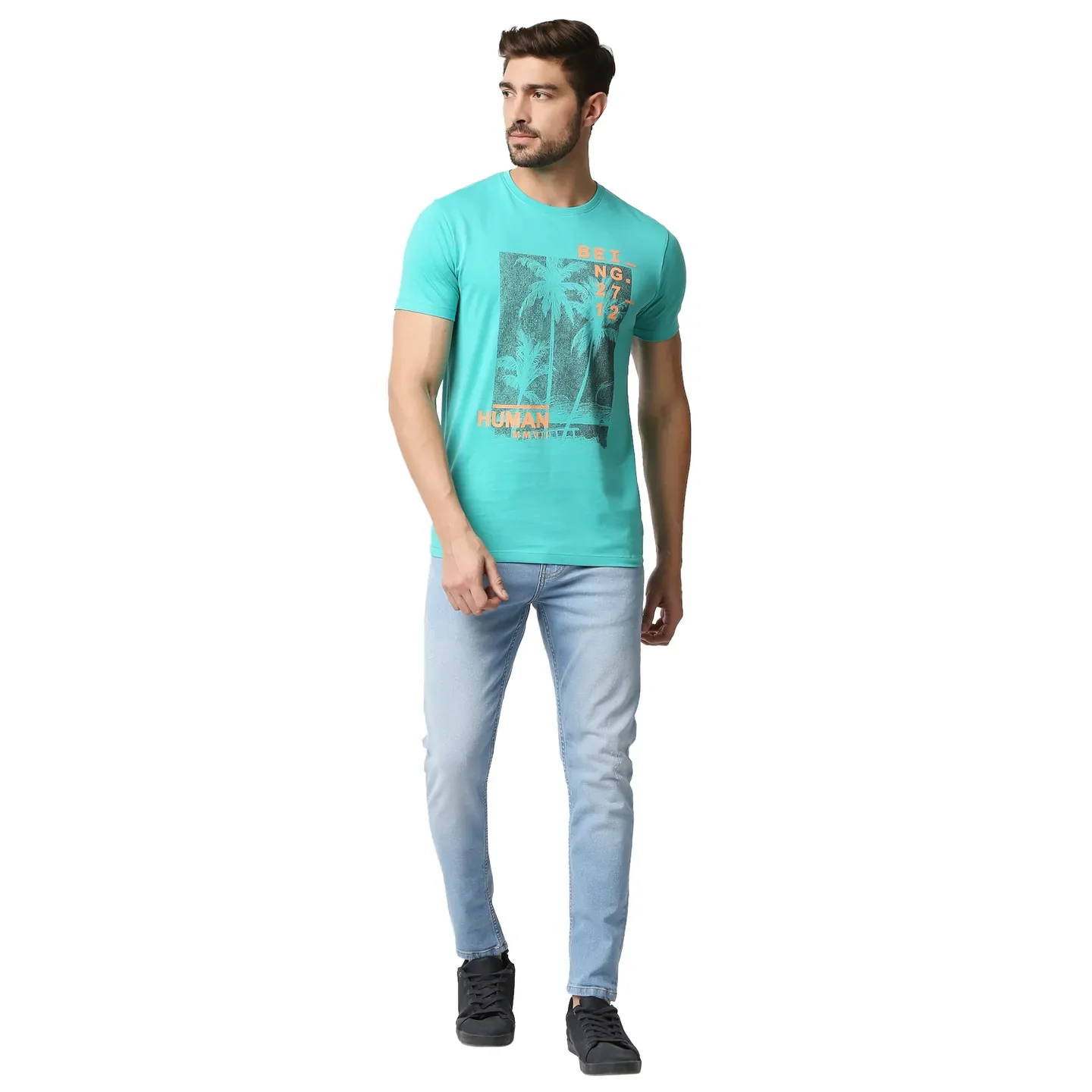 Blue Regular Fit Men's Short Sleeves T-Shirt by Being Human Clothing - Image 6