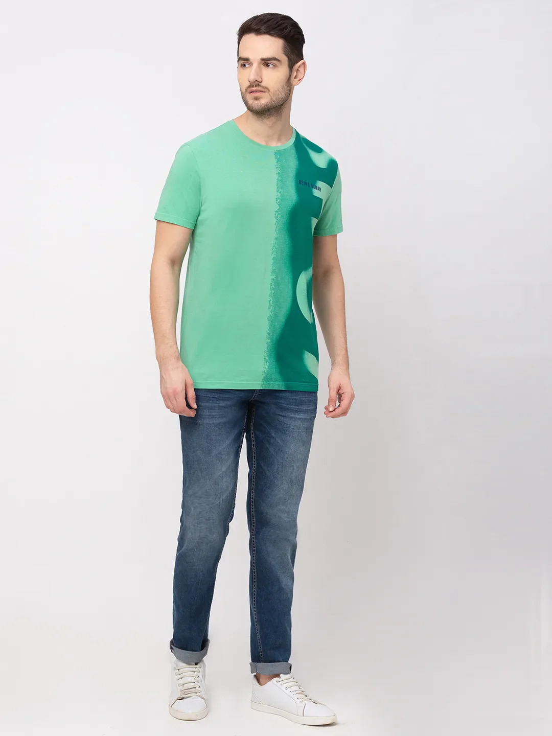 Green Regular Fit Men's Short Sleeves T-Shirt by Being Human Clothing - Image 5