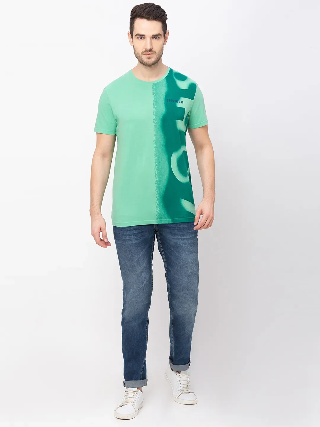 Green Regular Fit Men's Short Sleeves T-Shirt by Being Human Clothing - Image 6
