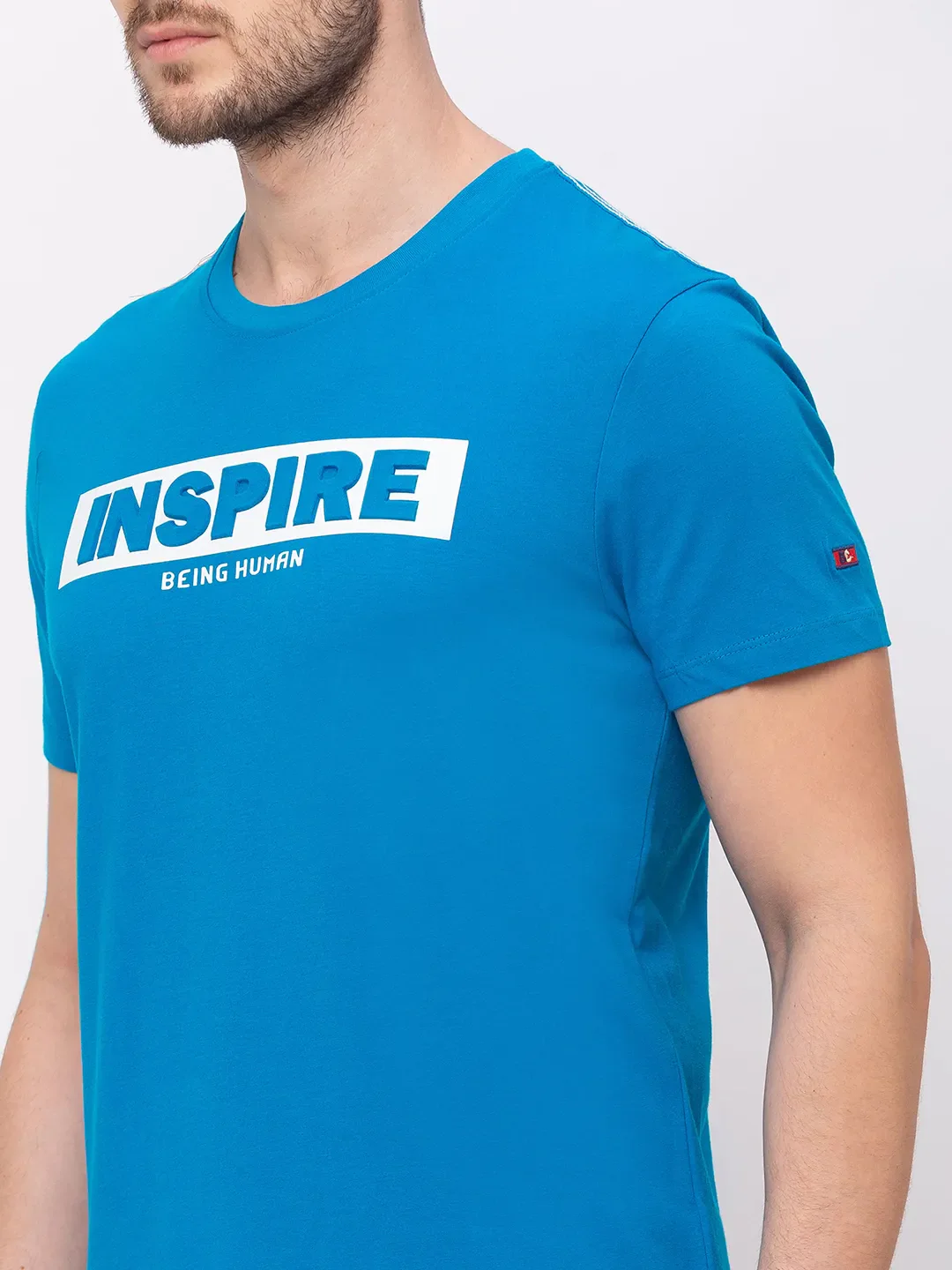 Sharp Blue Regular Fit Round Neck Men's T-Shirt by Being Human Clothing - Image 3