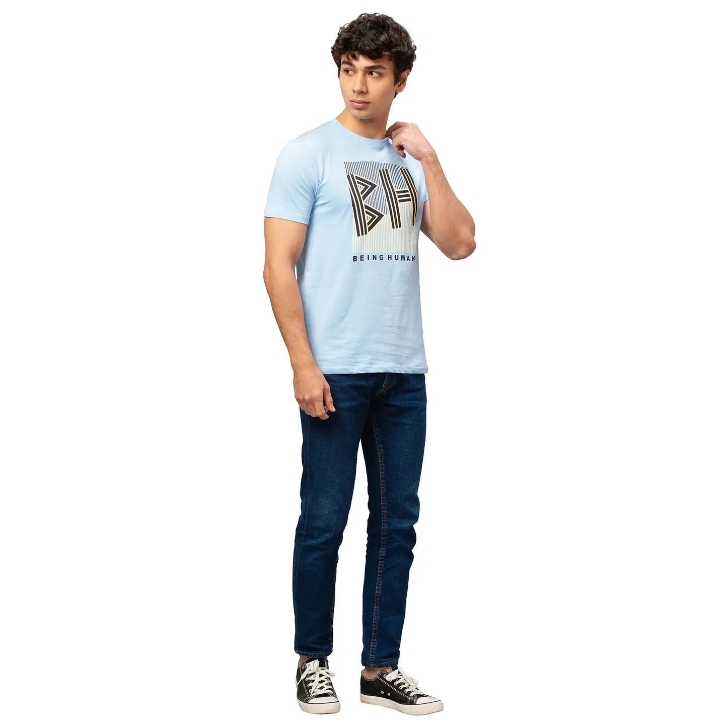 Blue Regular Fit Men's Short Sleeves T-Shirt by Being Human Clothing - Image 2