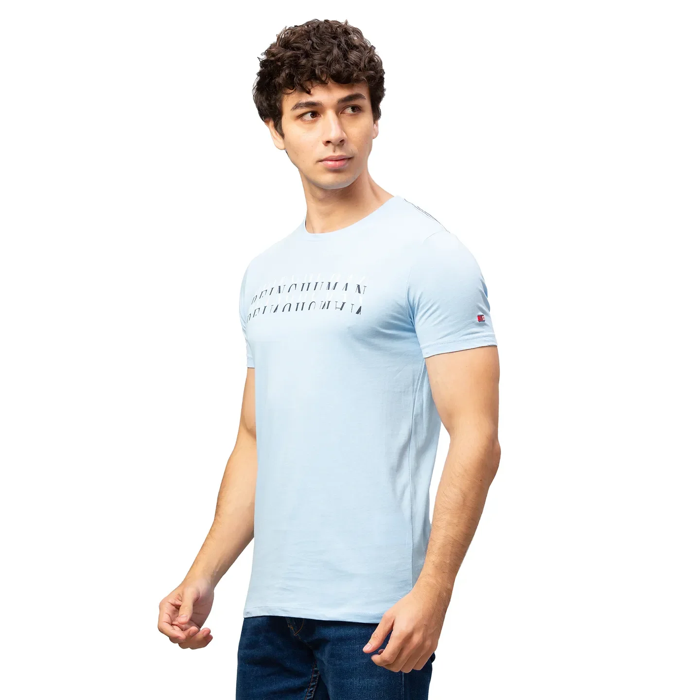 Blue Regular Fit Men's Short Sleeves T-Shirt by Being Human Clothing - Image 4