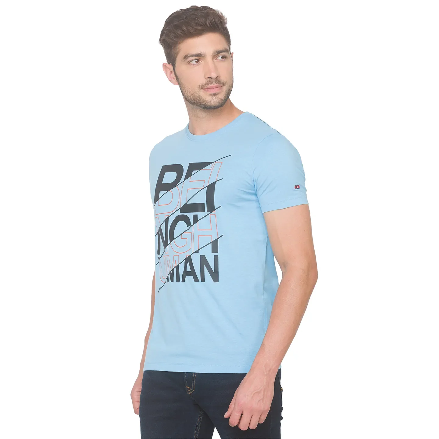Blue Regular Fit Men's Short Sleeves T-Shirt by Being Human Clothing - Image 2