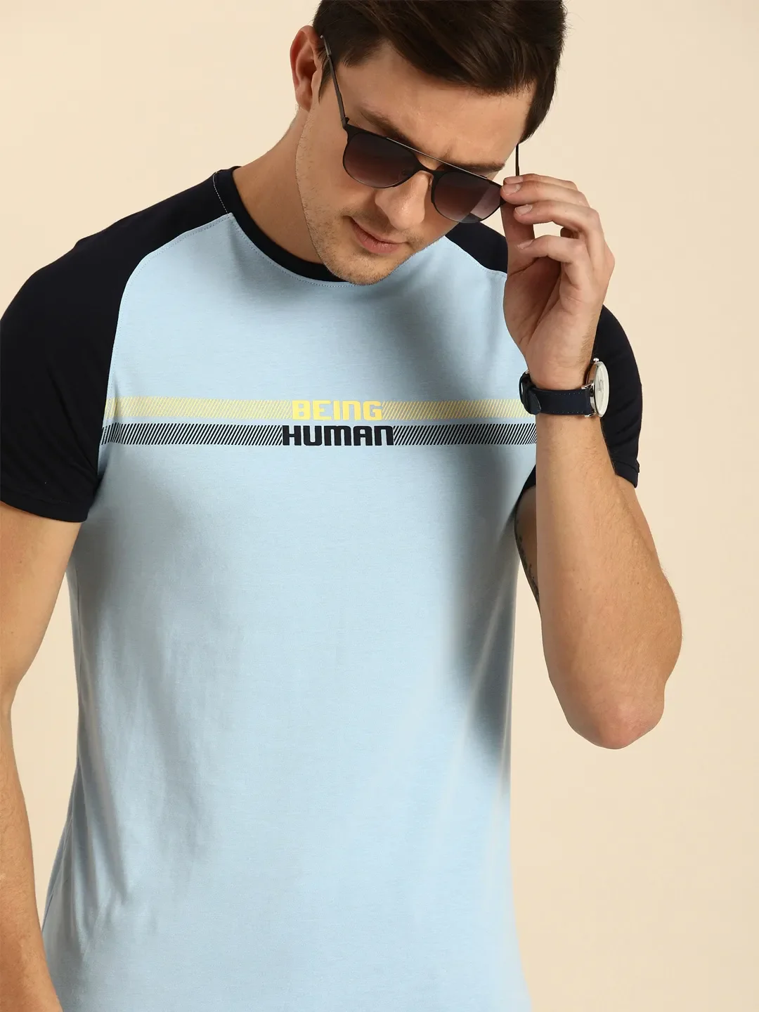 Blue Regular Fit Men's Short Sleeves T-Shirt by Being Human Clothing
