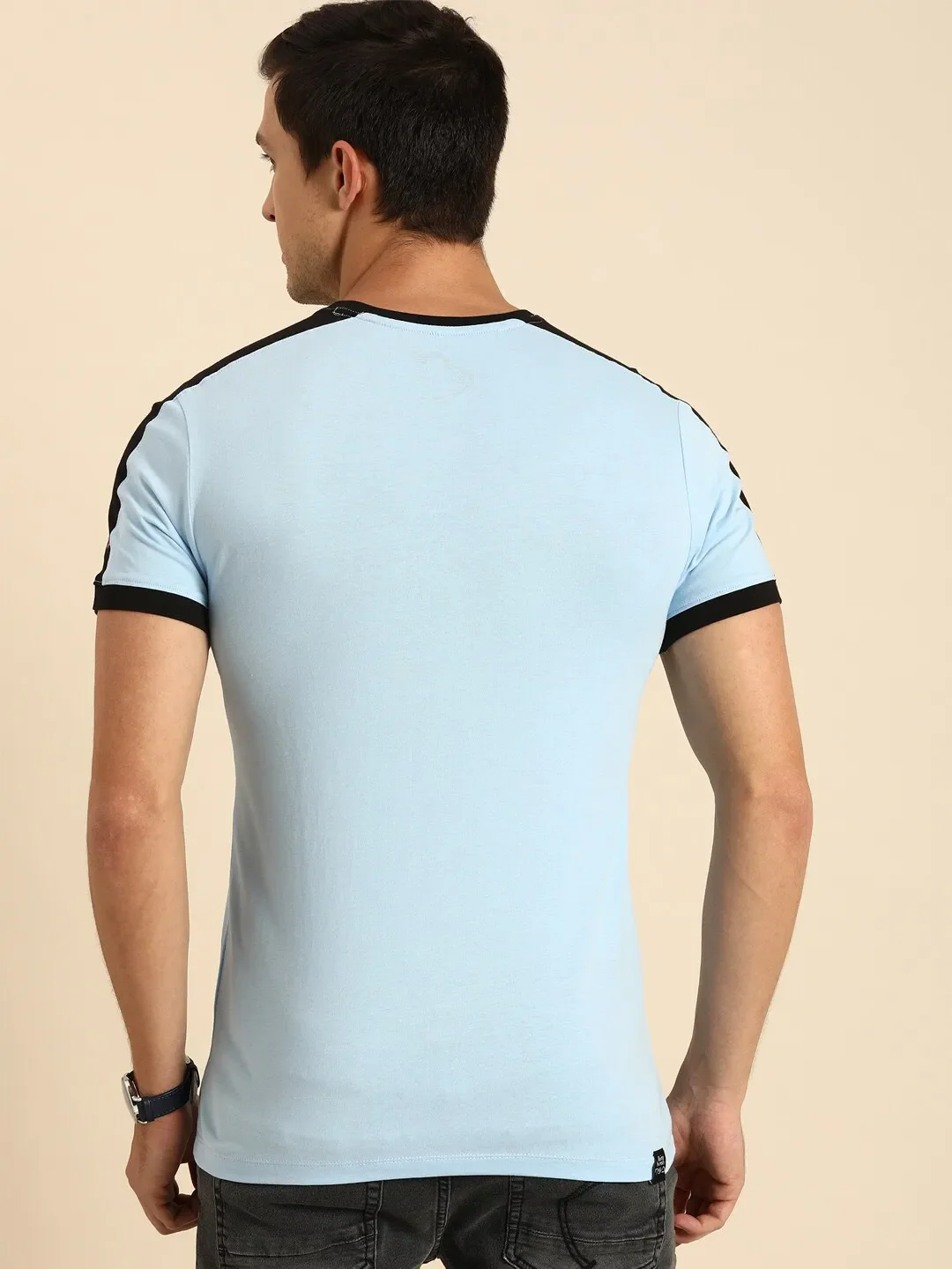 Blue Regular Fit Men's Short Sleeves T-Shirt by Being Human Clothing - Image 8