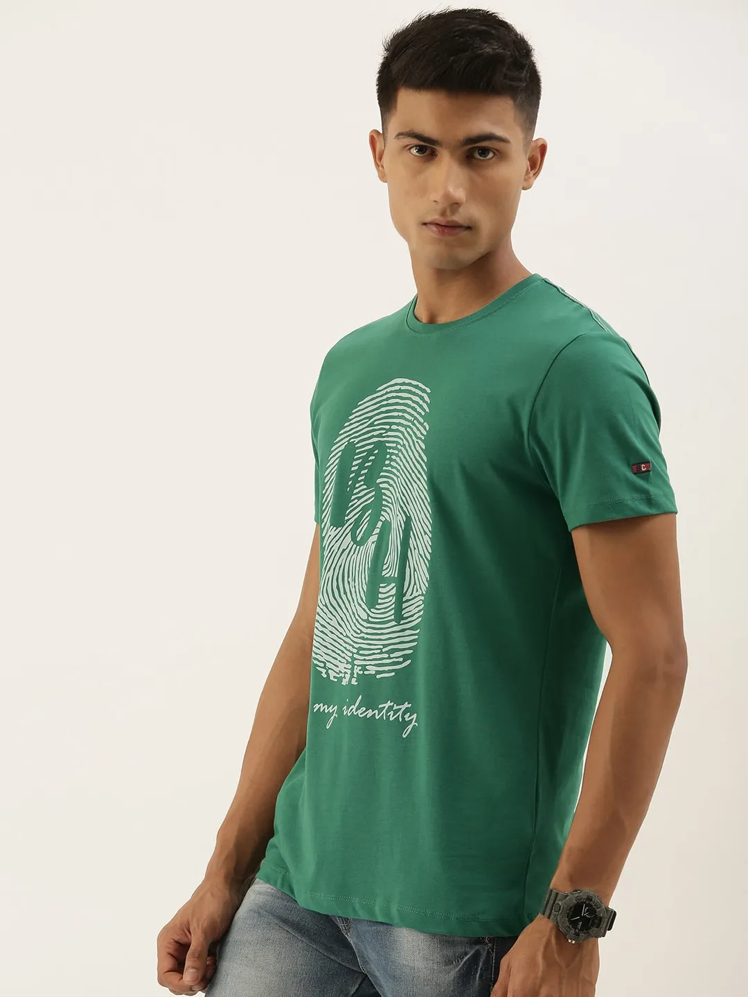 Green Regular Fit Men's Short Sleeves T-Shirt by Being Human Clothing - Image 2