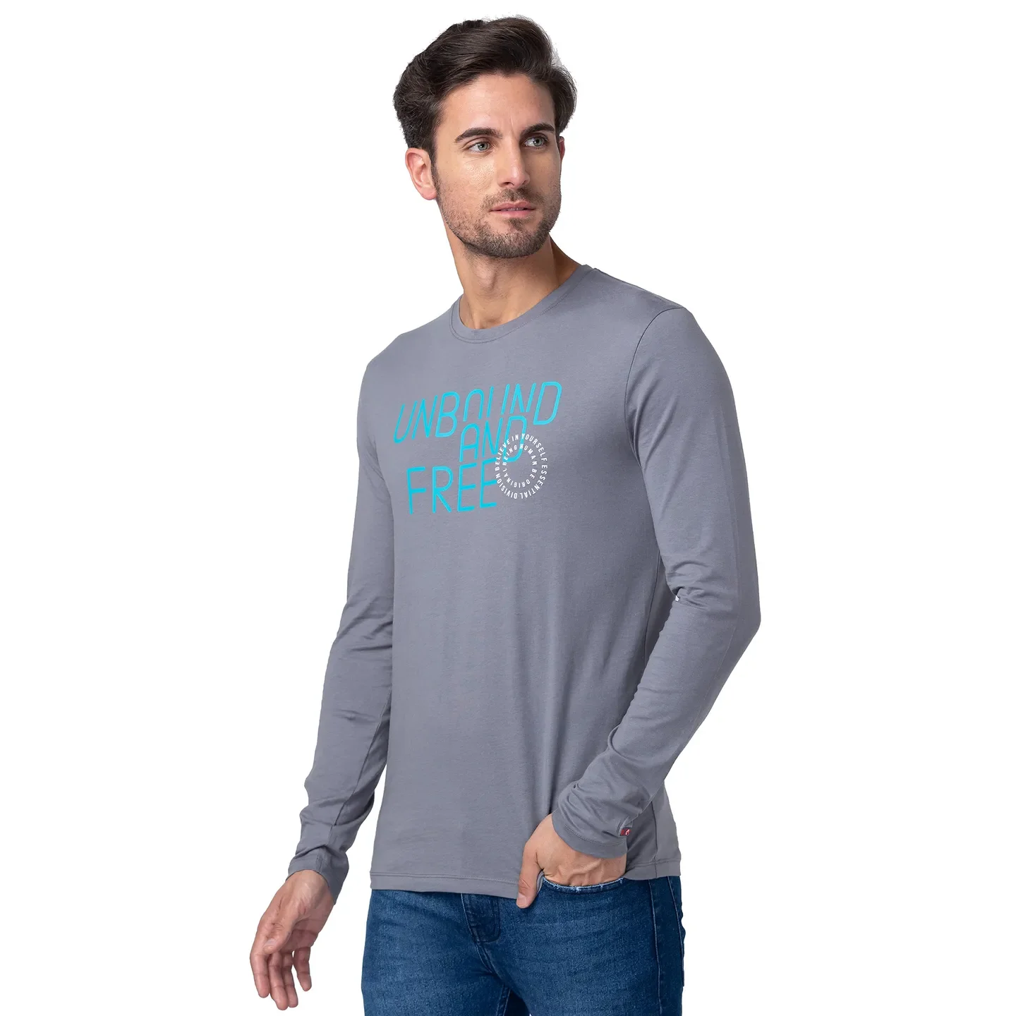 Grey Regular Fit Men's Long Sleeves T-Shirt by Being Human Clothing - Image 2