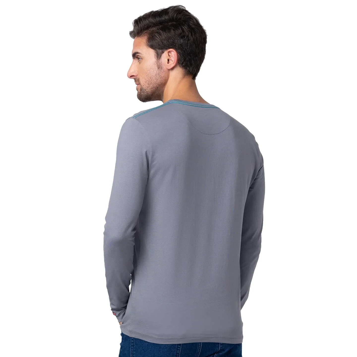 Grey Regular Fit Men's Long Sleeves T-Shirt by Being Human Clothing - Image 3