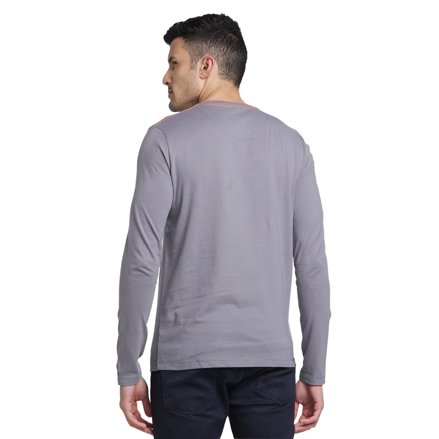 Grey Regular Fit Men's Long Sleeves T-Shirt by Being Human Clothing - Image 3