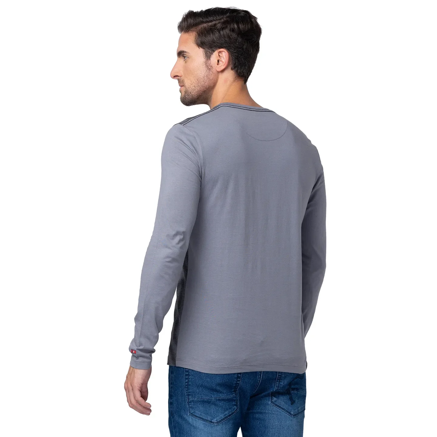 Grey Regular Fit Men's Long Sleeves T-Shirt by Being Human Clothing - Image 3