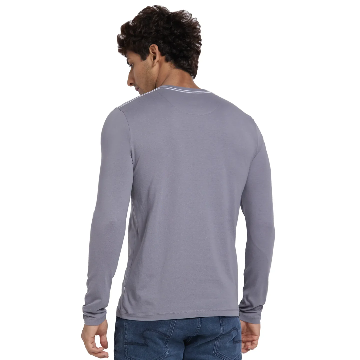 Grey Regular Fit Men's Long Sleeves T-Shirt by Being Human Clothing - Image 3