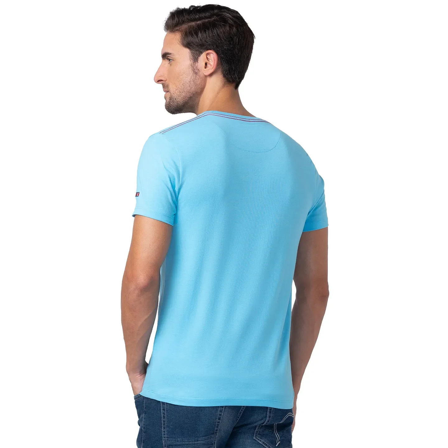 Blue Regular Fit Men's Short Sleeves T-Shirt by Being Human Clothing - Image 3