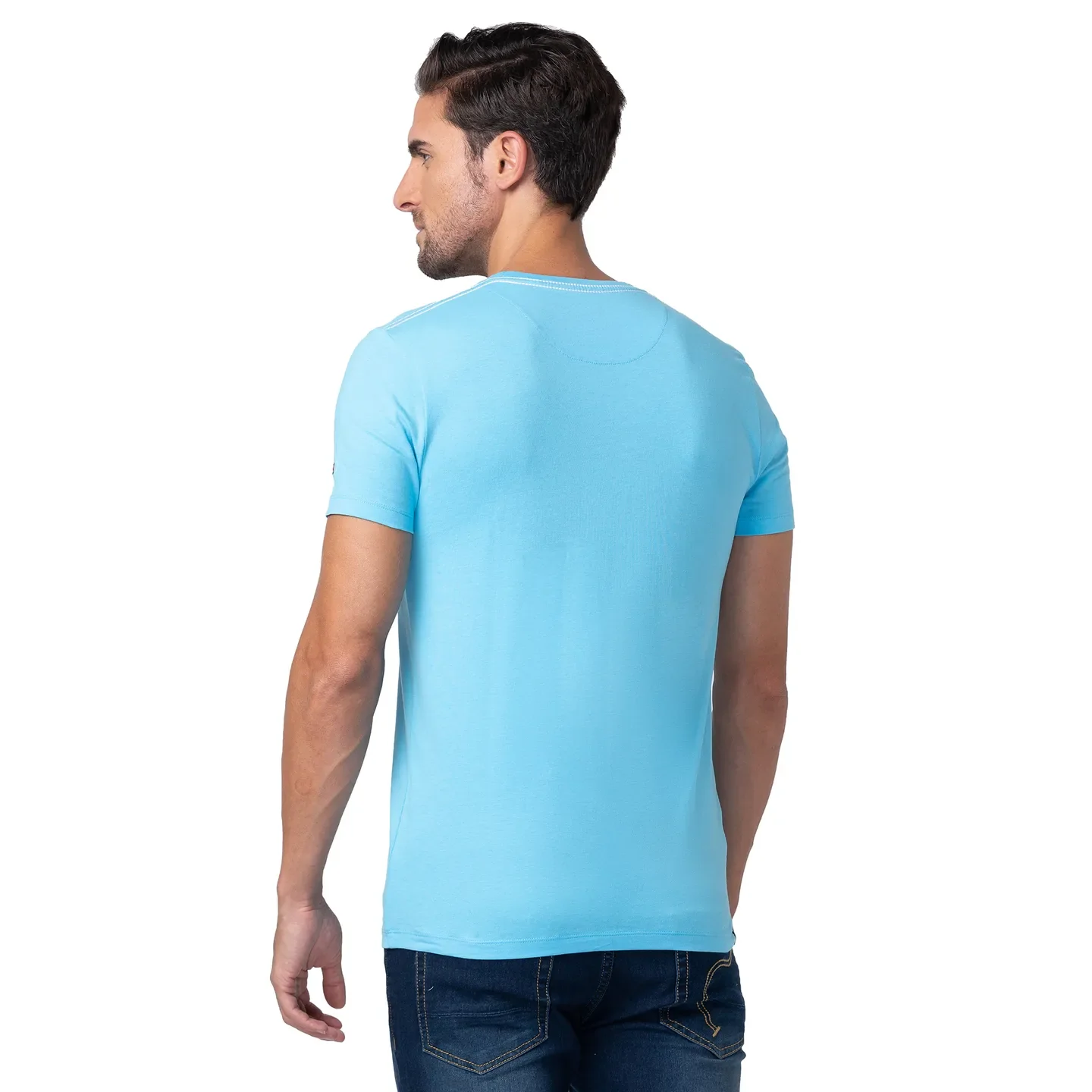 Blue Regular Fit Men's Short Sleeves T-Shirt by Being Human Clothing - Image 3