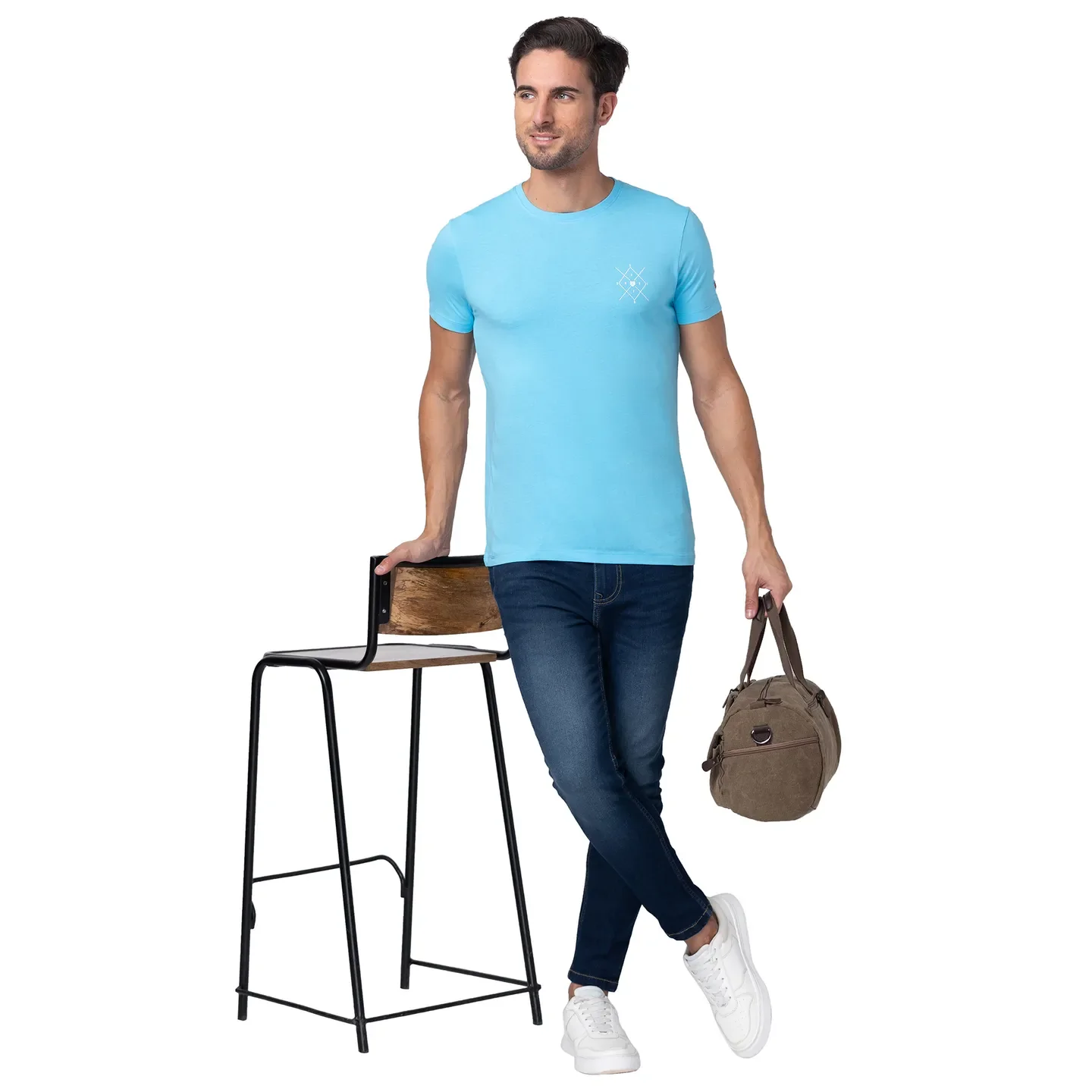Blue Regular Fit Men's Short Sleeves T-Shirt by Being Human Clothing - Image 6