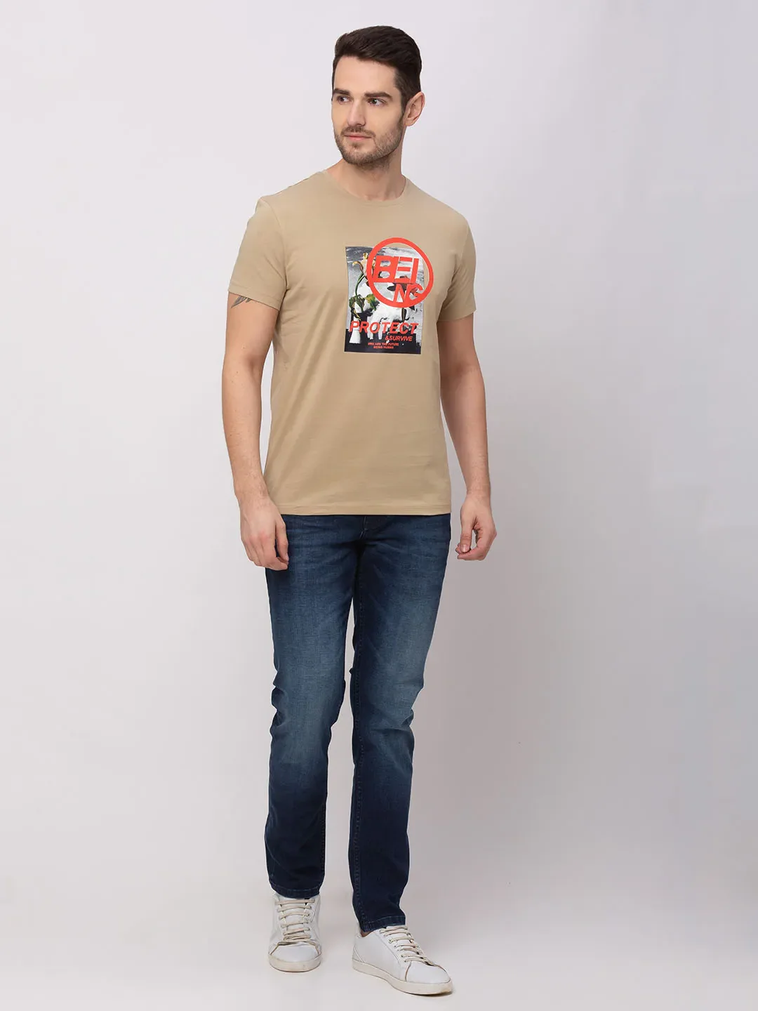Stone Regular Fit Round Neck Men's T-Shirt by Being Human Clothing - Image 5