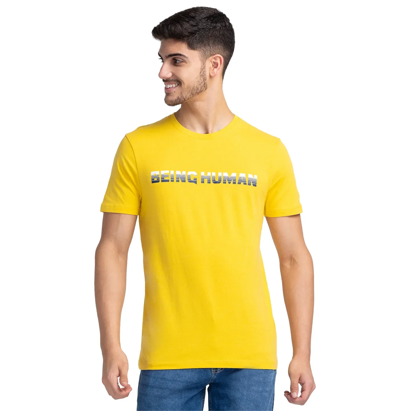 Yellow Regular Fit Men's Short Sleeves T-Shirt by Being Human Clothing