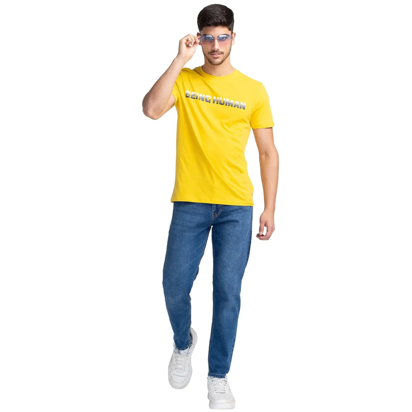 Yellow Regular Fit Men's Short Sleeves T-Shirt by Being Human Clothing - Image 6