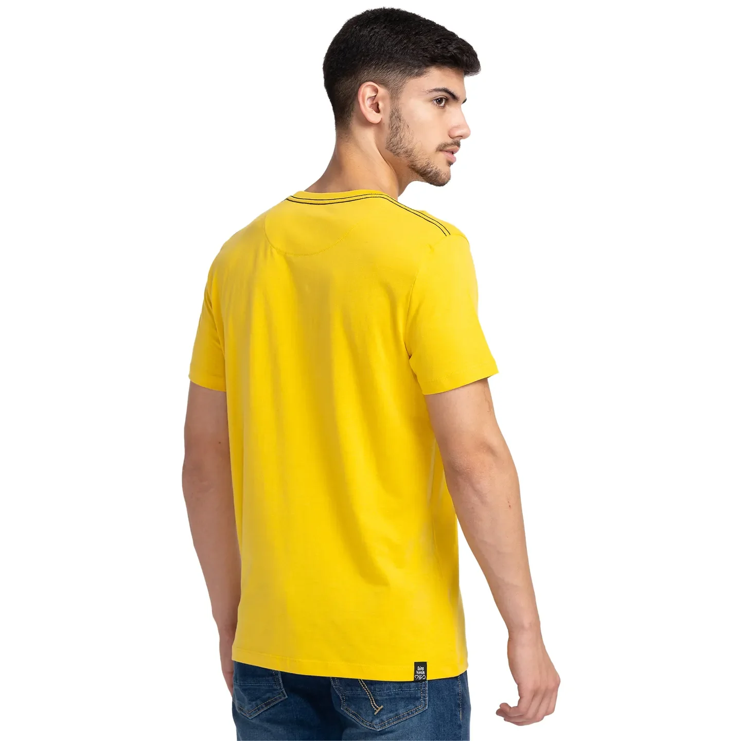 Yellow Regular Fit Men's Short Sleeves T-Shirt by Being Human Clothing - Image 3