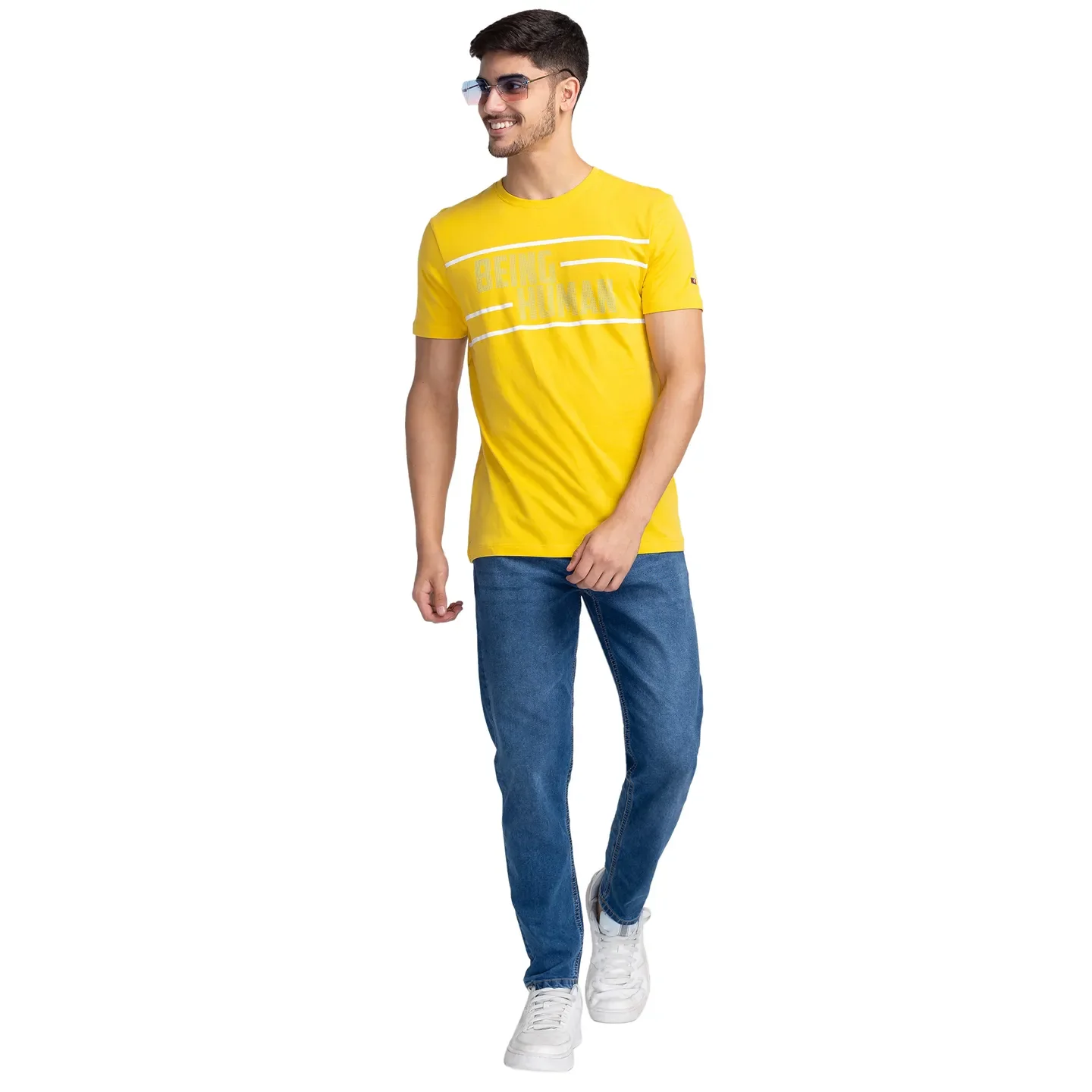 Yellow Regular Fit Men's Short Sleeves T-Shirt by Being Human Clothing - Image 6
