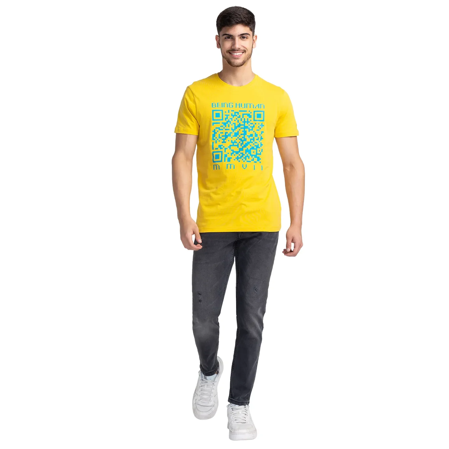 Yellow Regular Fit Men's Short Sleeves T-Shirt by Being Human Clothing - Image 2