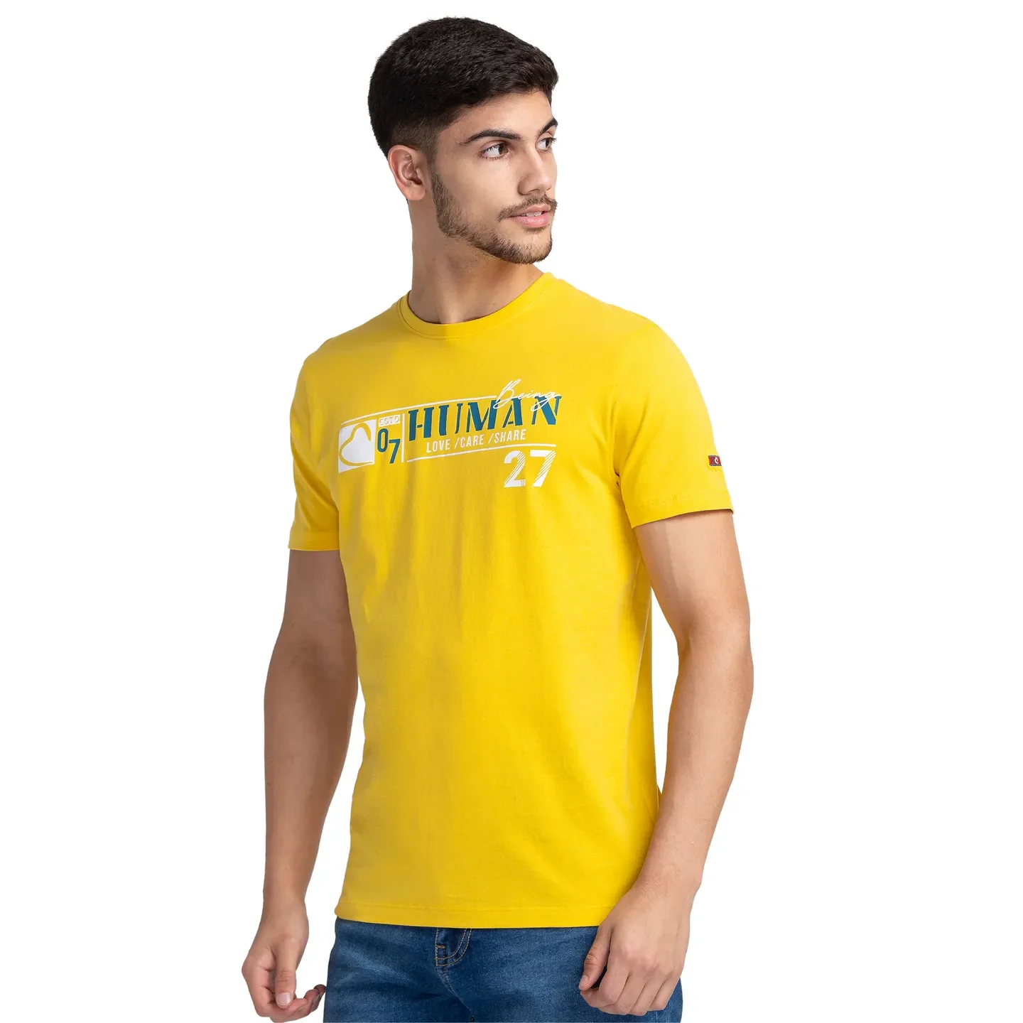 Yellow Regular Fit Men's Short Sleeves T-Shirt by Being Human Clothing - Image 4