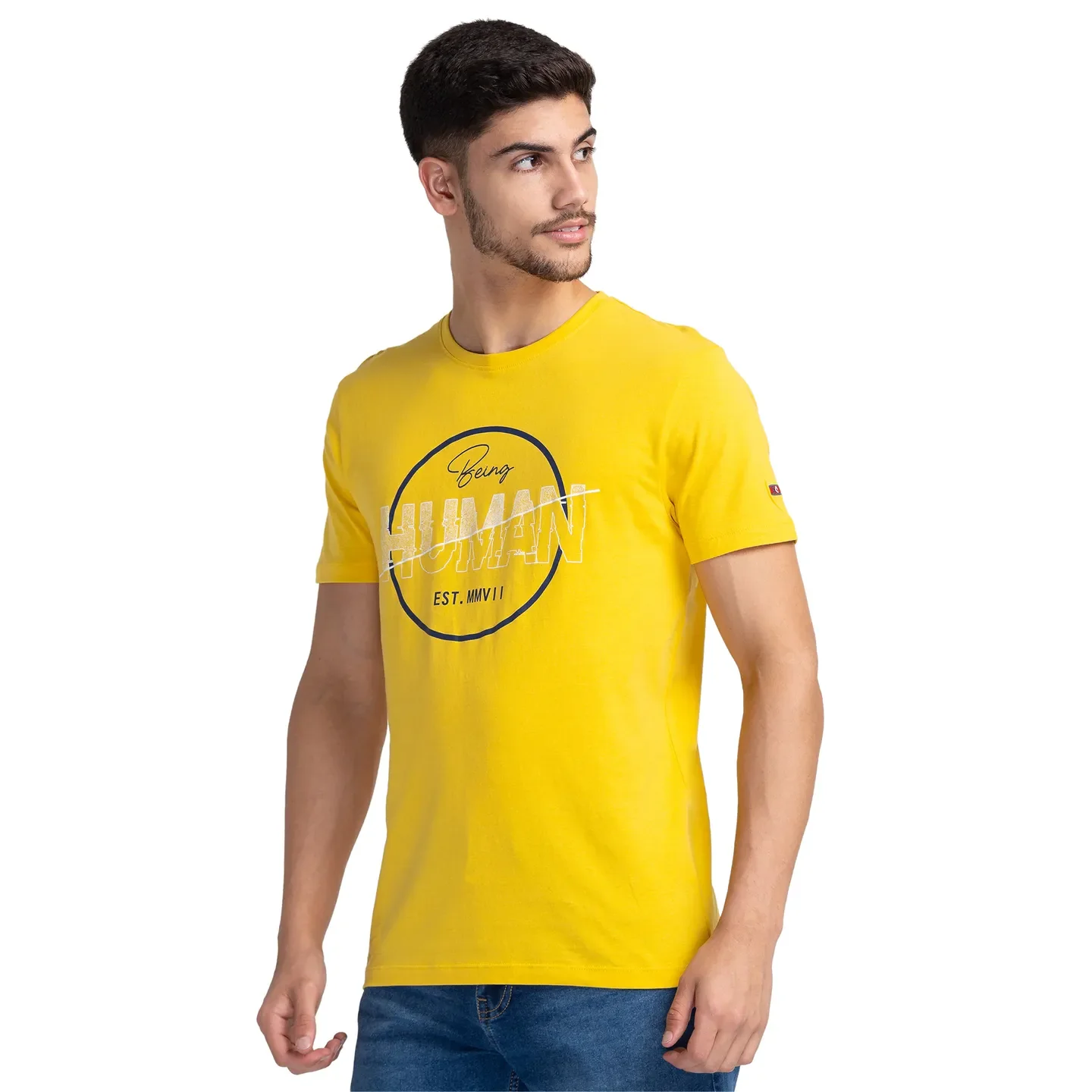 Yellow Regular Fit Men's Short Sleeves T-Shirt by Being Human Clothing - Image 4
