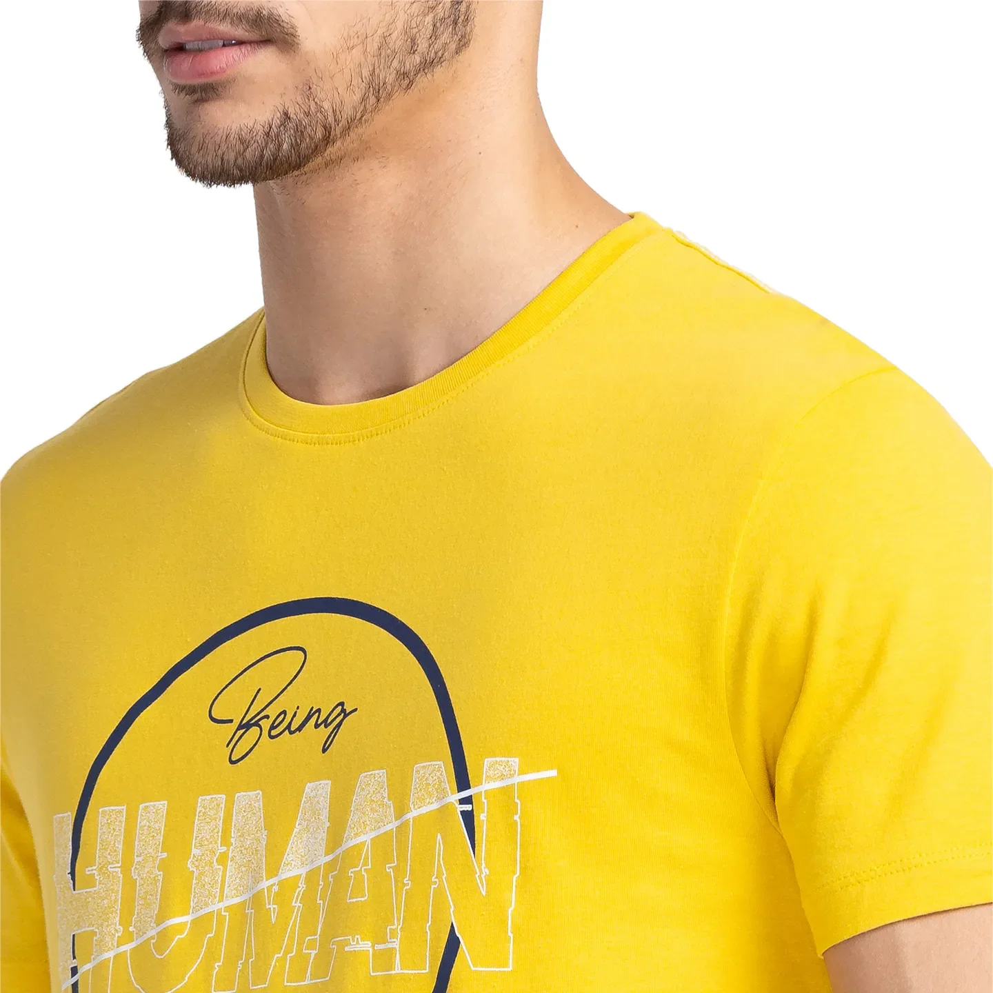 Yellow Regular Fit Men's Short Sleeves T-Shirt by Being Human Clothing - Image 5