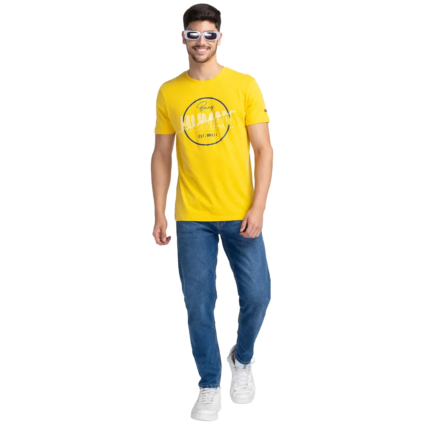 Yellow Regular Fit Men's Short Sleeves T-Shirt by Being Human Clothing - Image 6