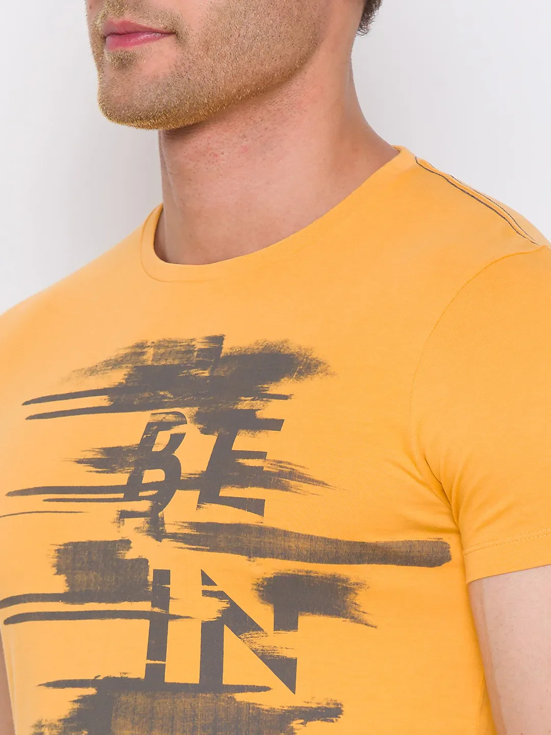 Yellow Regular Fit Men's Short Sleeves T-Shirt by Being Human Clothing - Image 4